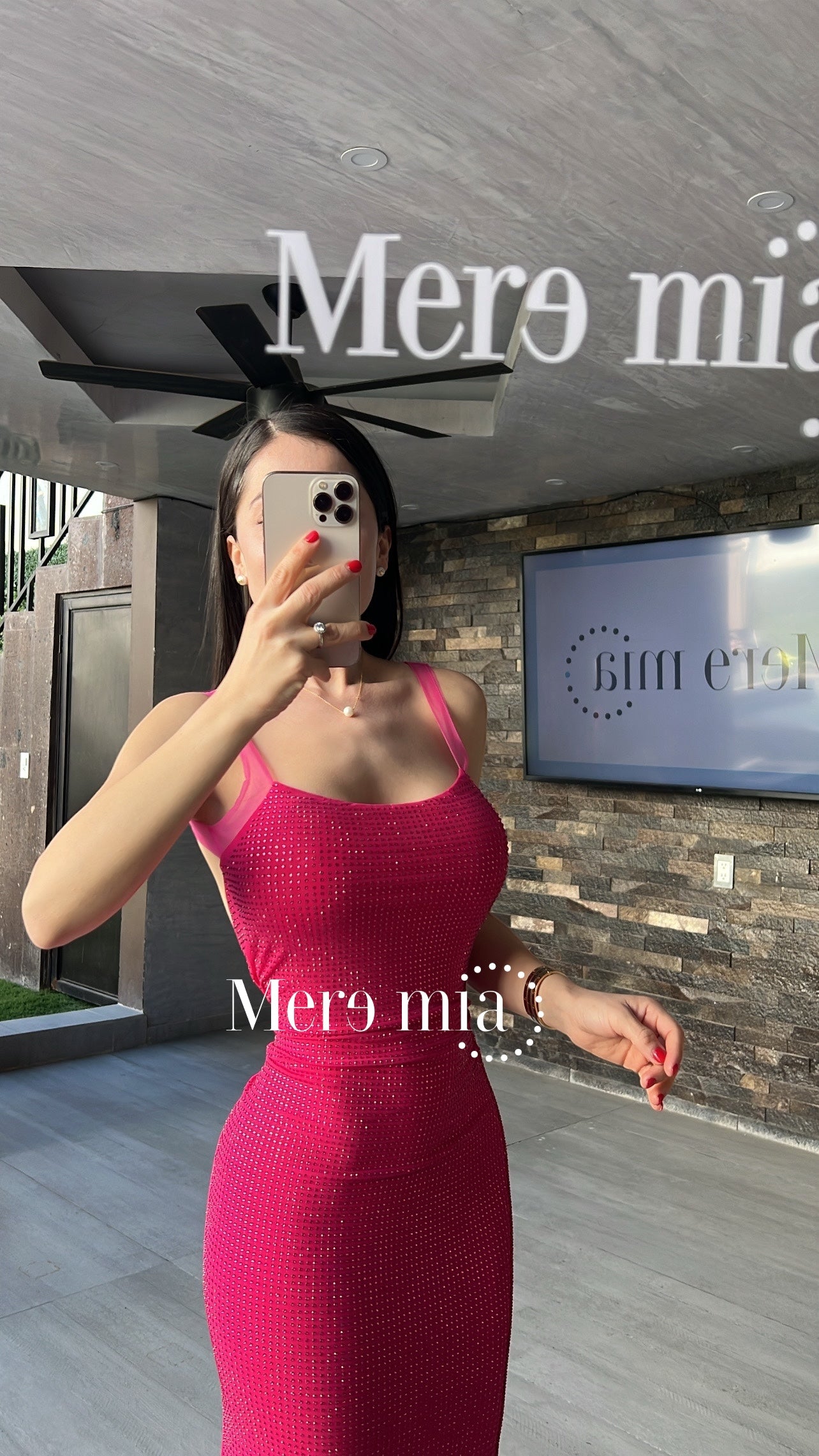 Vestido rosa puntos malla