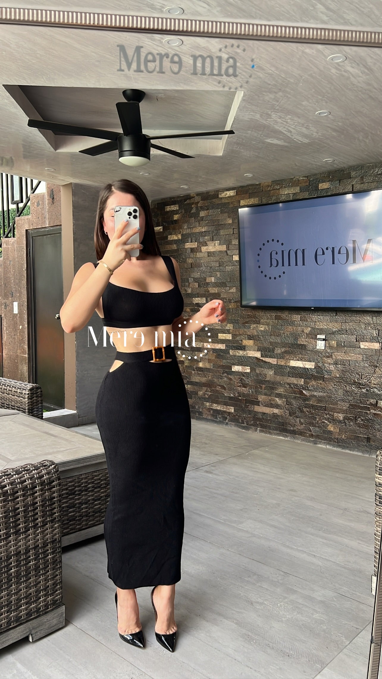 Conjunto negro falda larga - Main Image