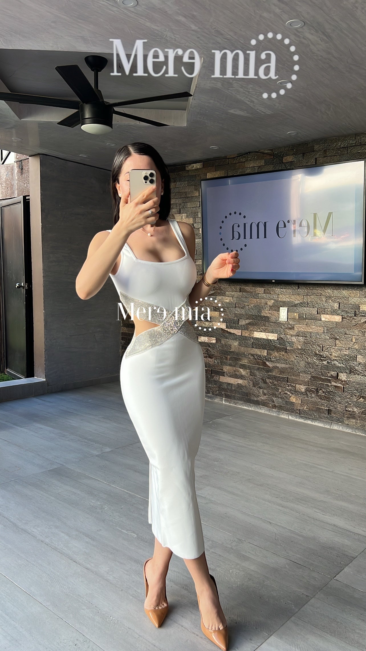 Vestido blanco plata cruzado