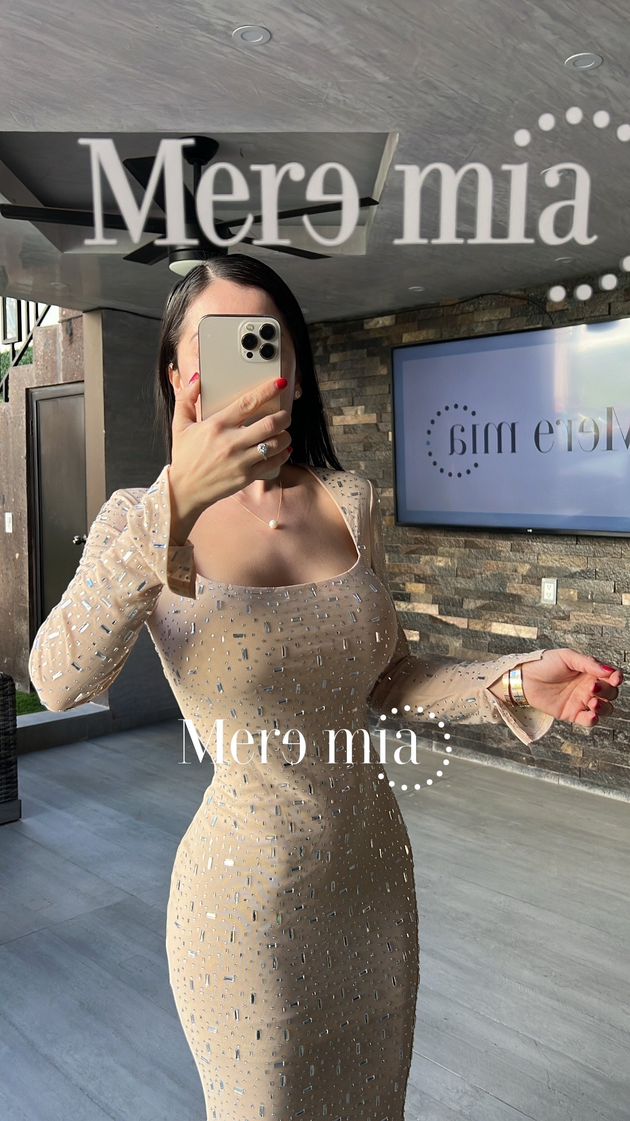 Vestido nude plata ml