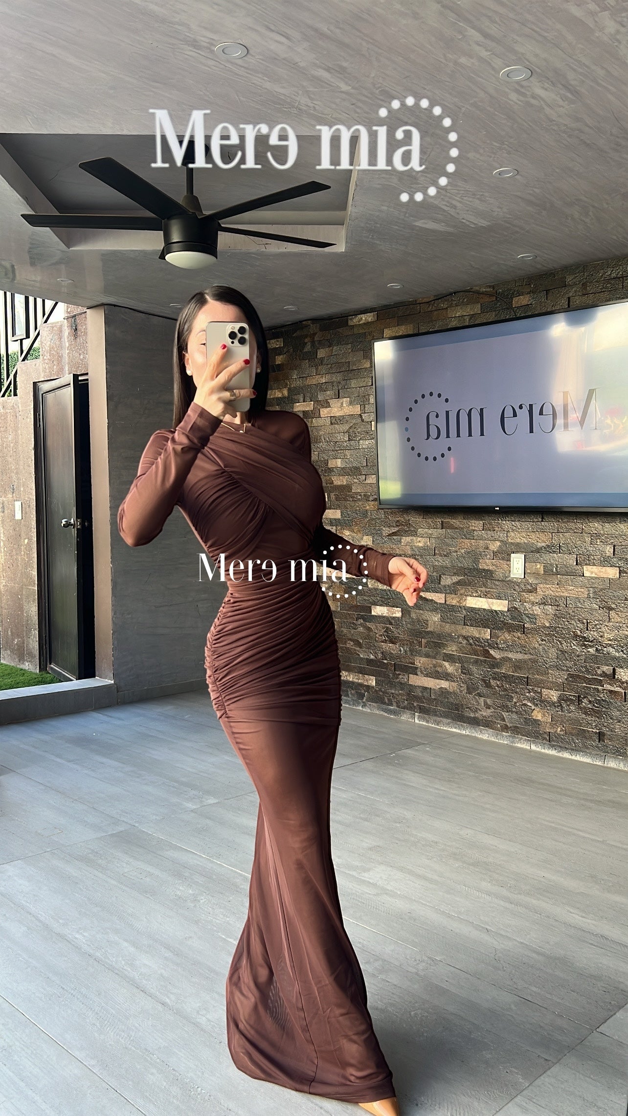 Vestido café malla