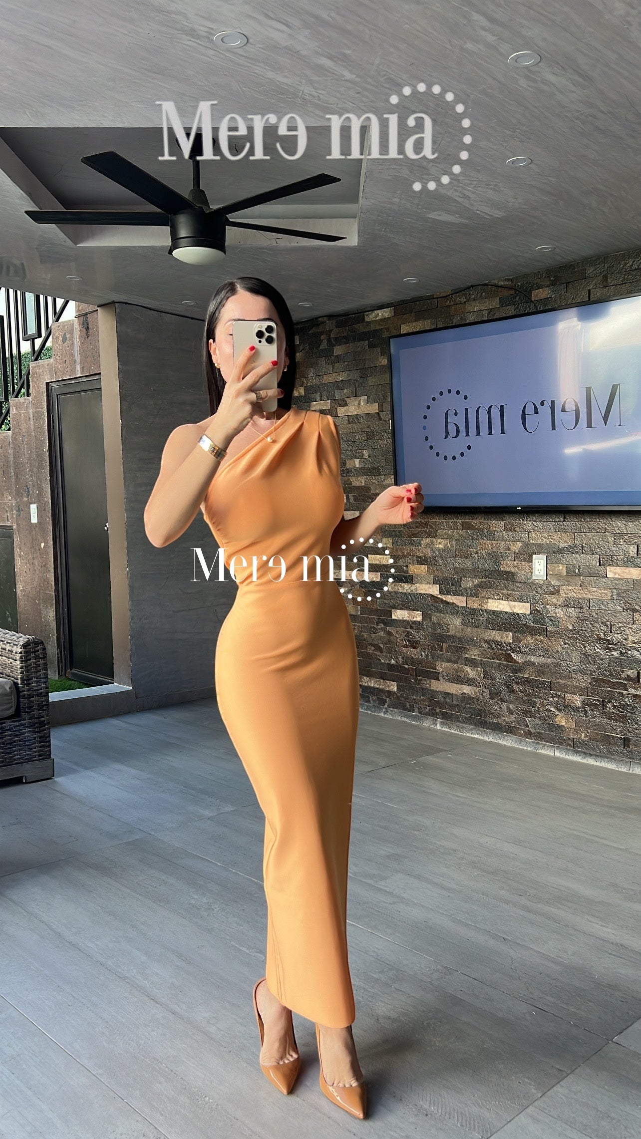 Vestido melon hombro