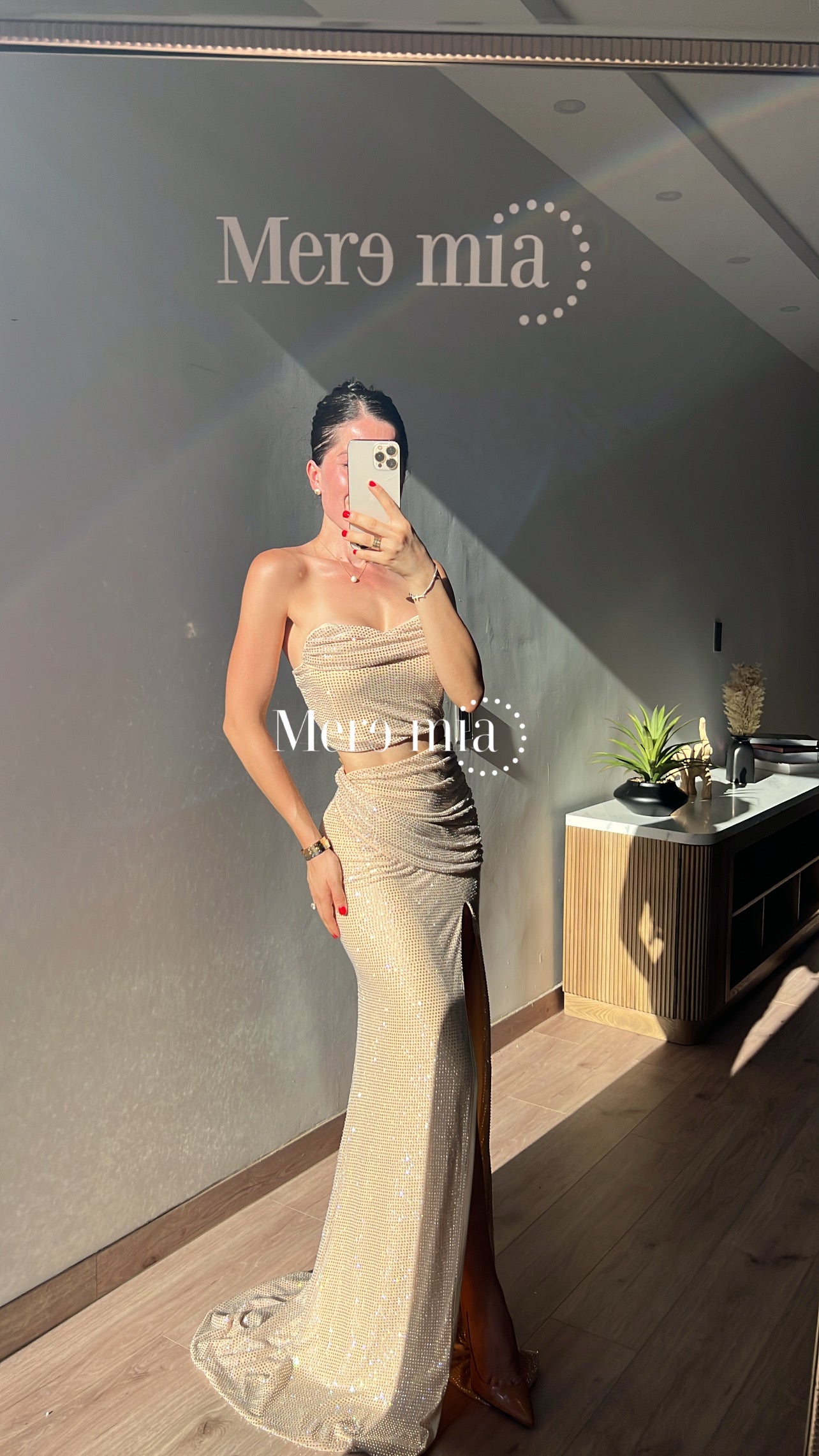 Conjunto beige puntos