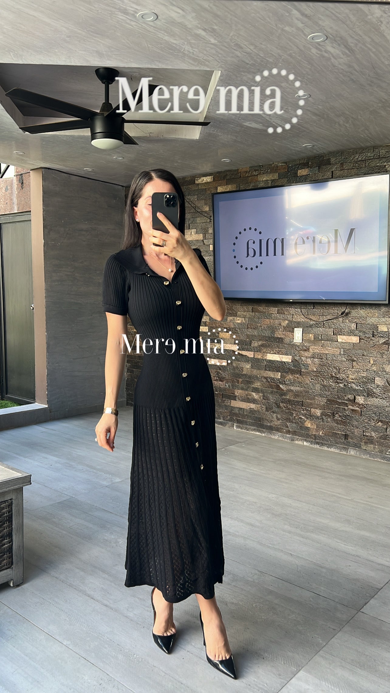 Vestido negro cuello mc