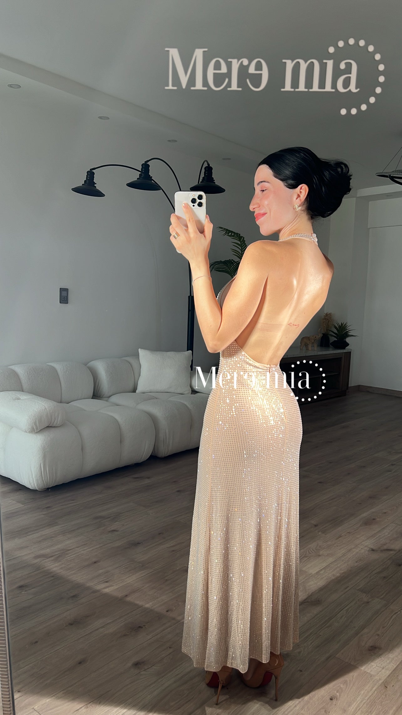 Vestido beige espalda