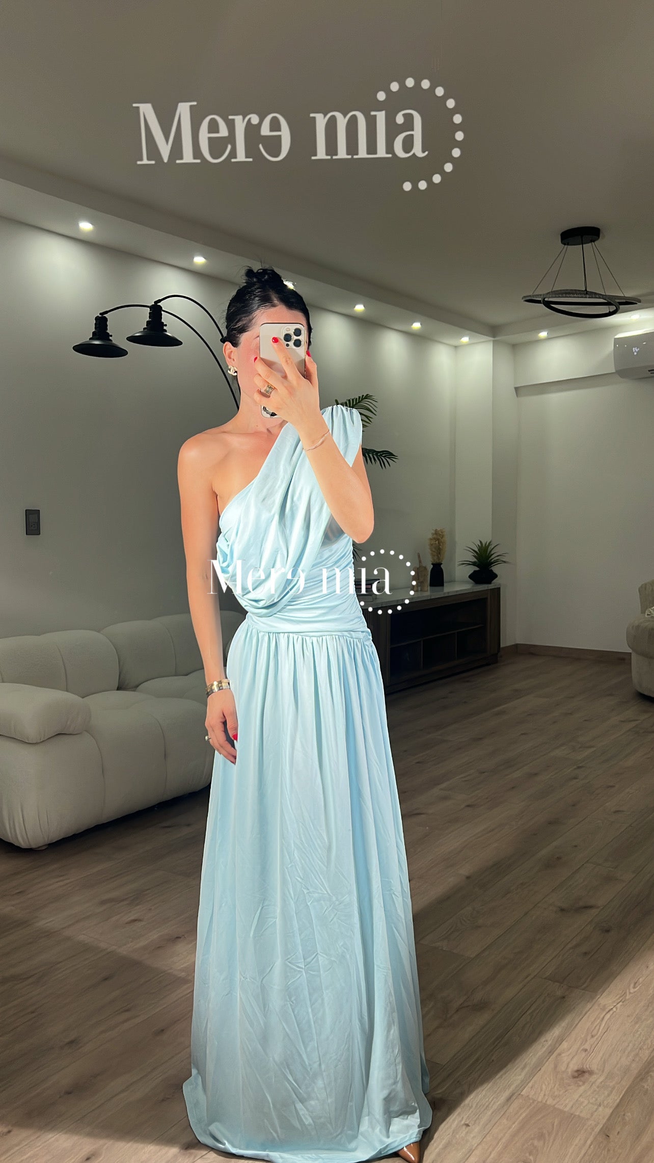 Vestido aqua plisado