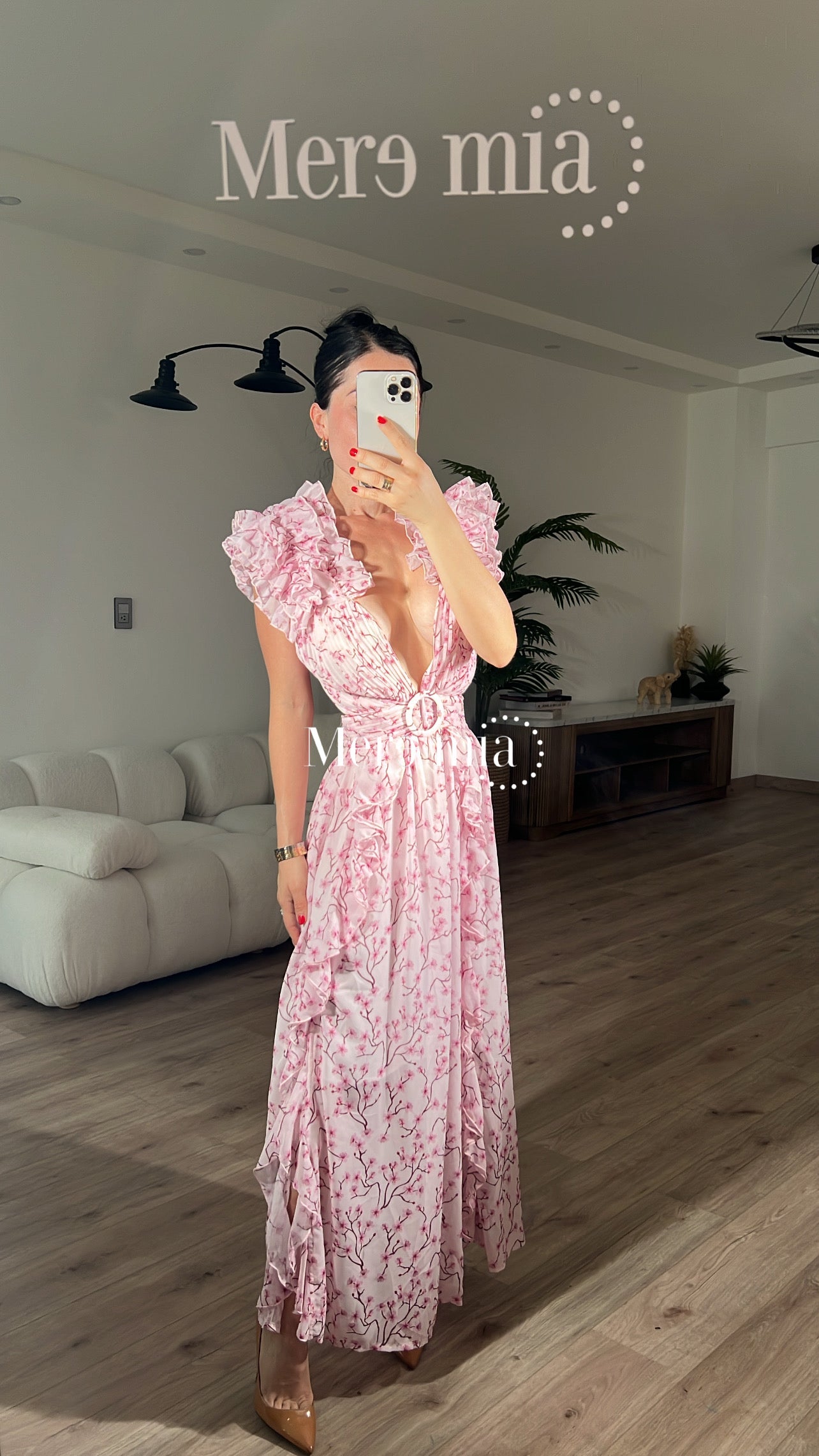 Vestido rosa estamp