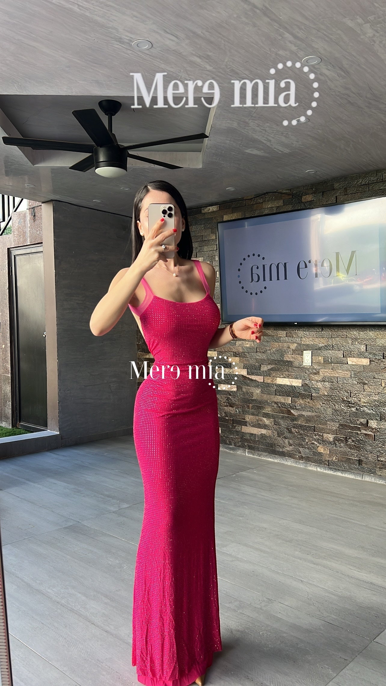 Vestido rosa puntos malla