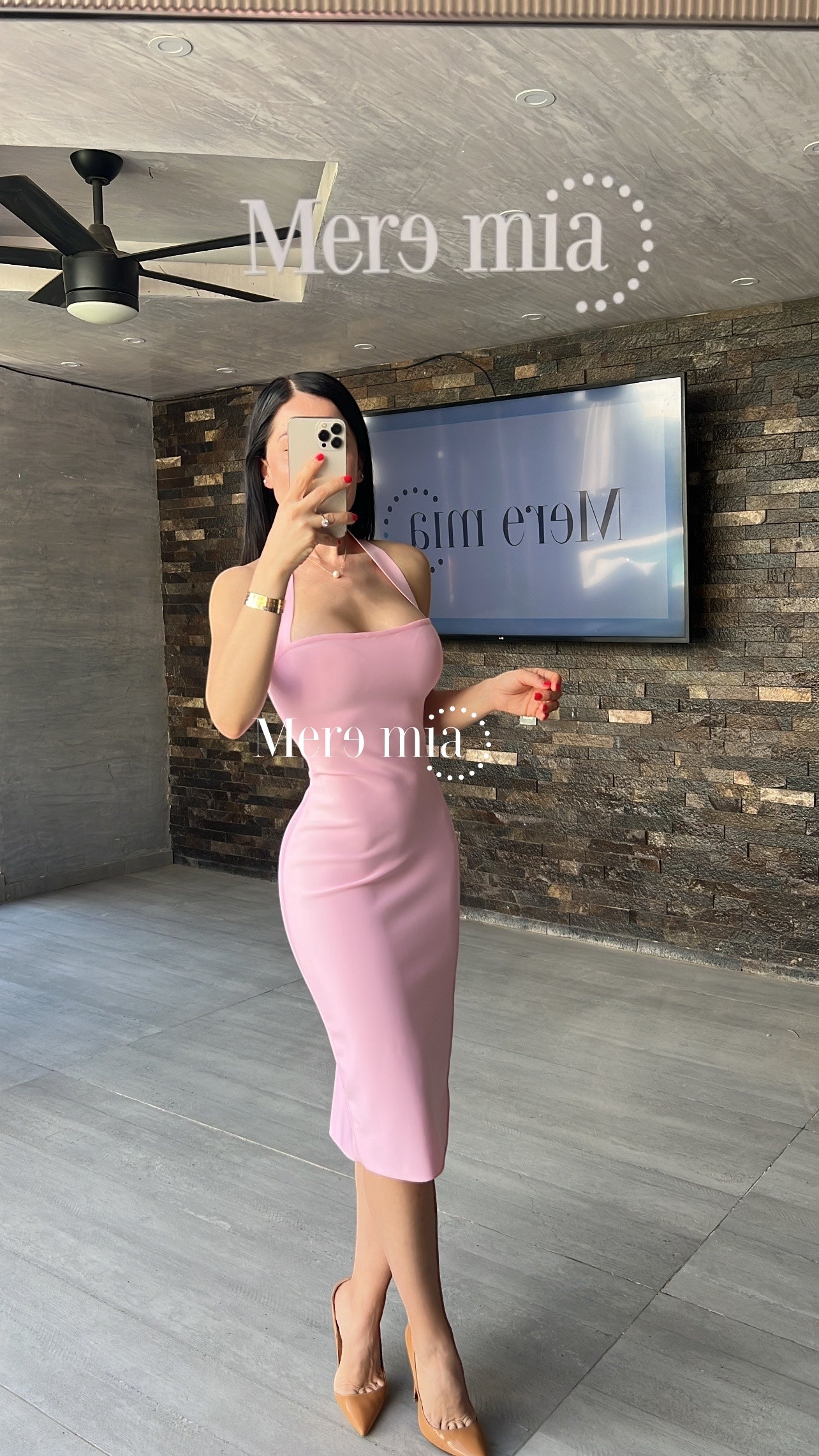 Vestido halter rosa