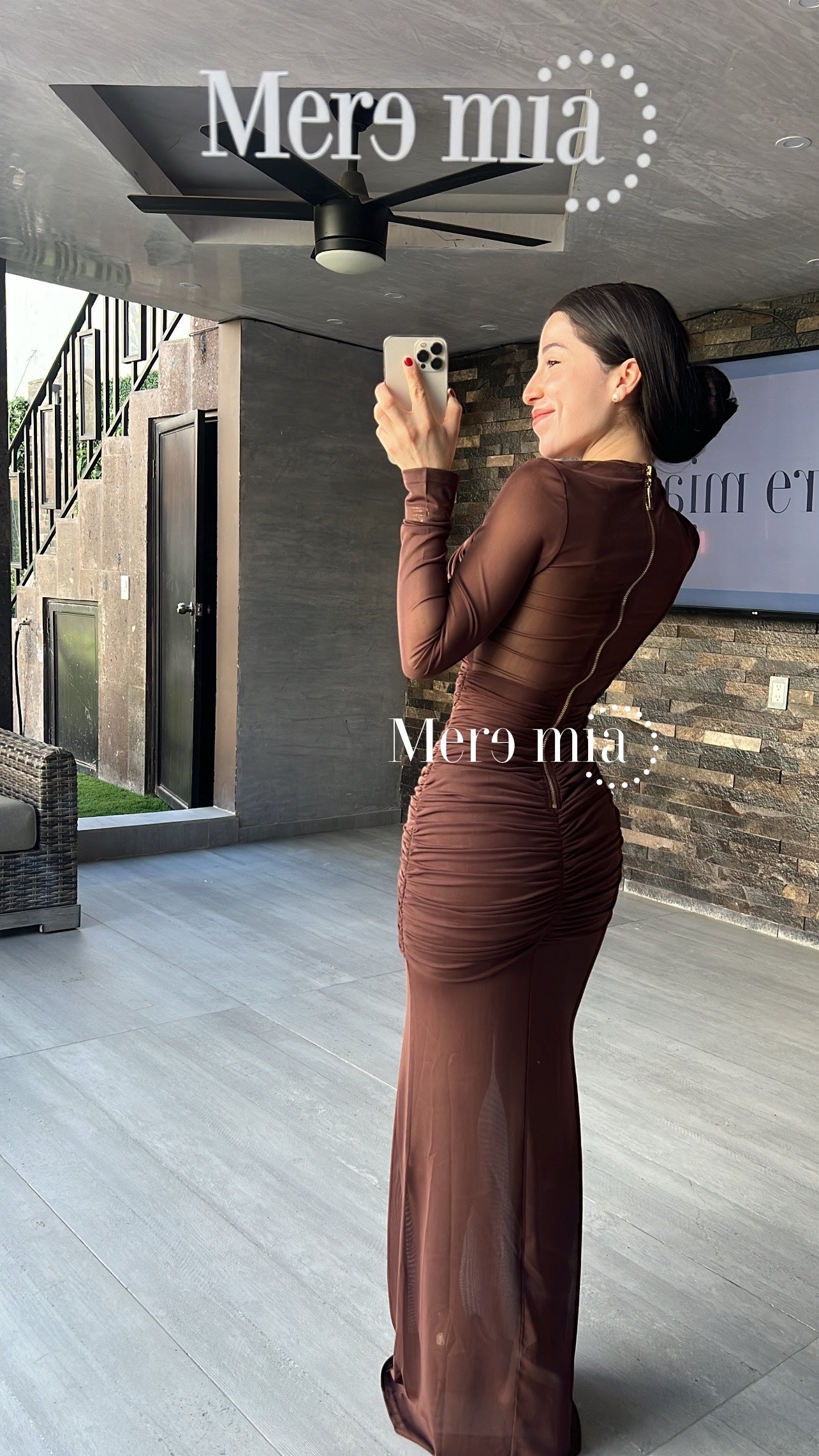 Vestido café malla