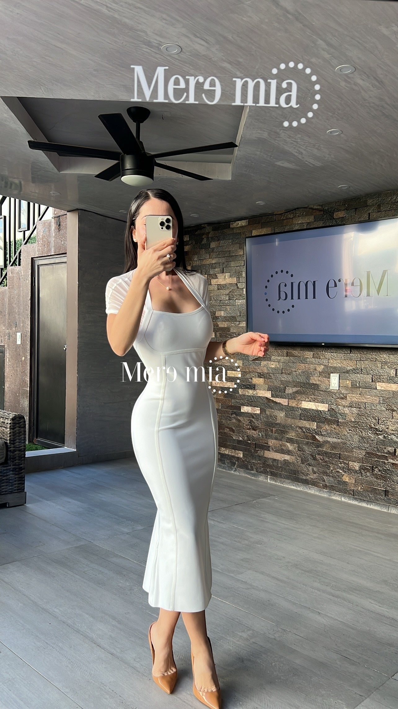 Vestido blanco malla halter