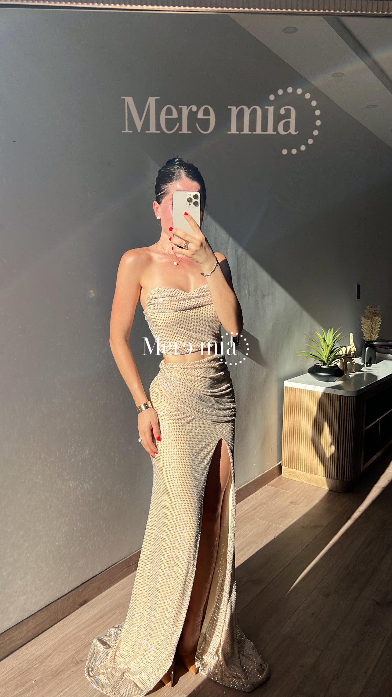 Conjunto beige puntos