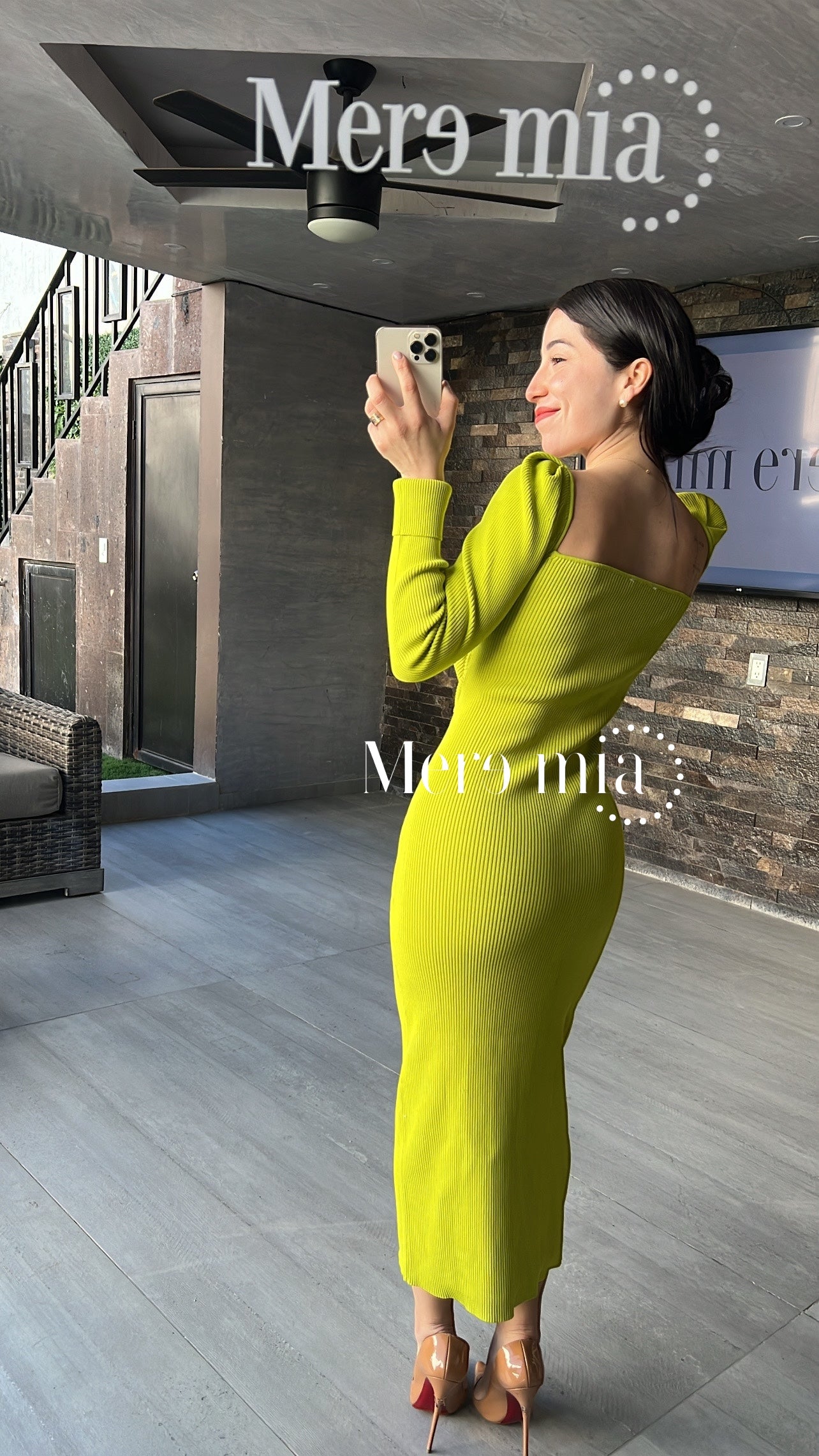 Vestido rayado verde lim