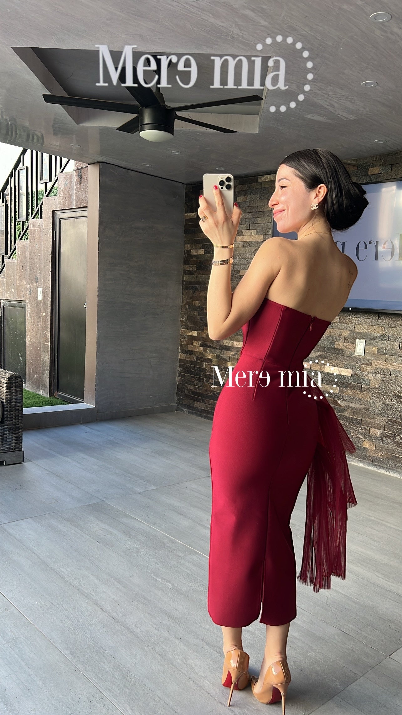 Vestido tinto tul strapp