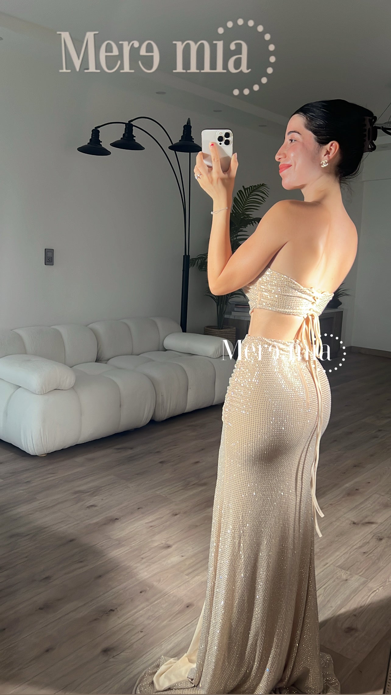 Conjunto beige puntos