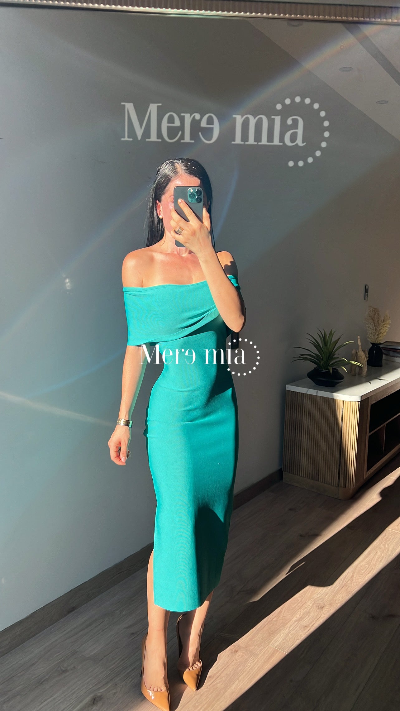 Vestido turq hombros olan