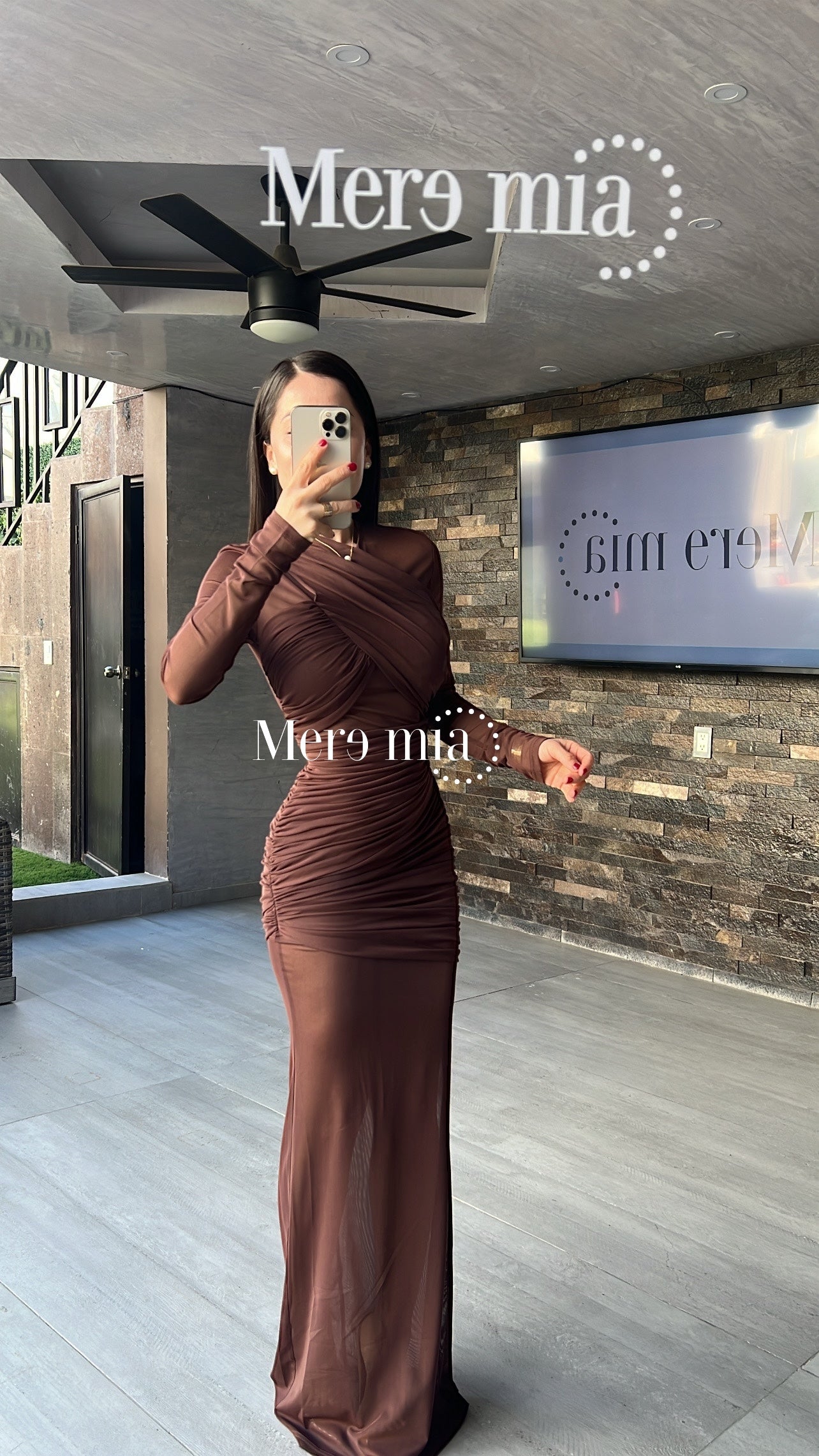 Vestido café malla