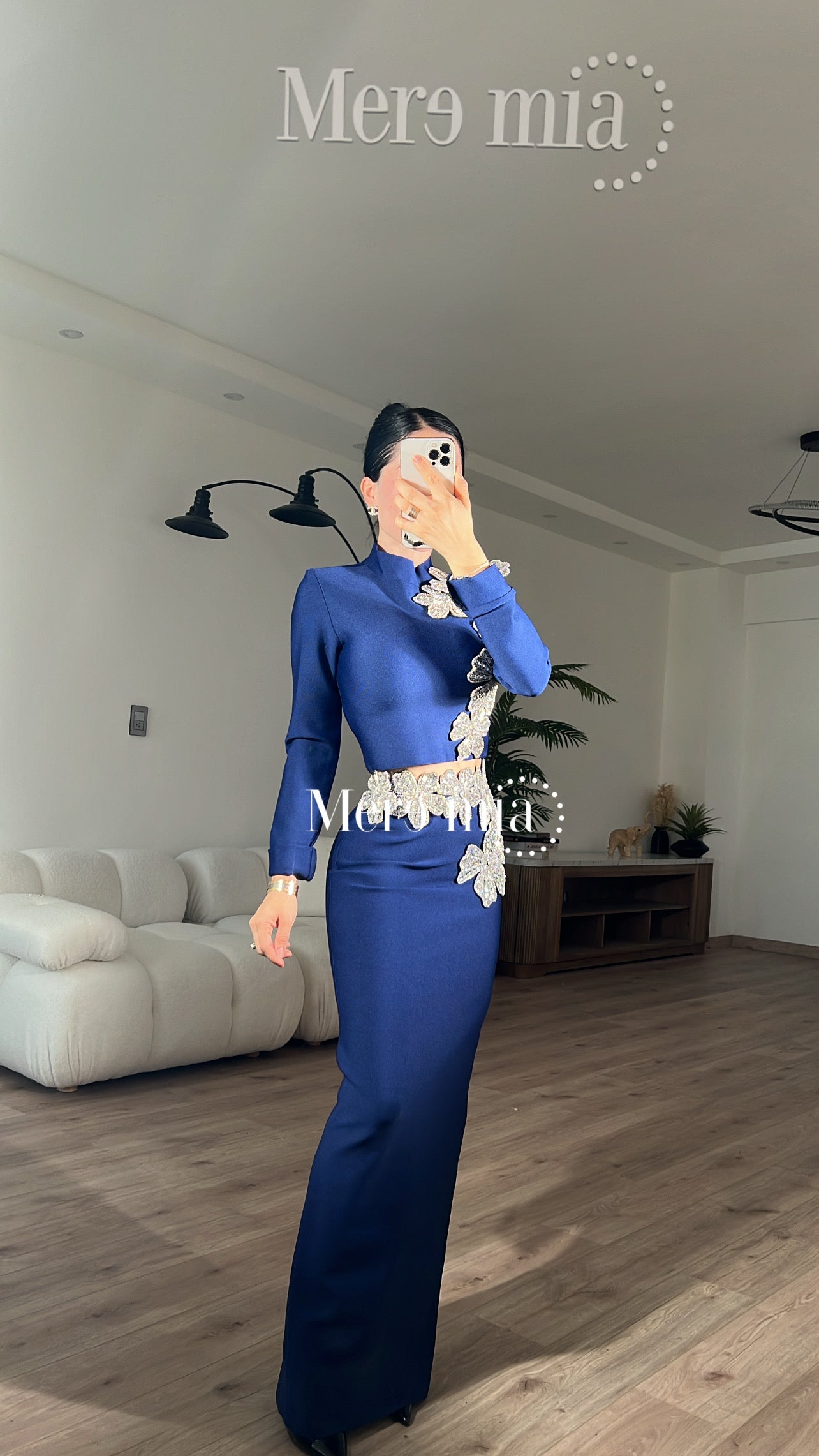 Conjunto azul flores