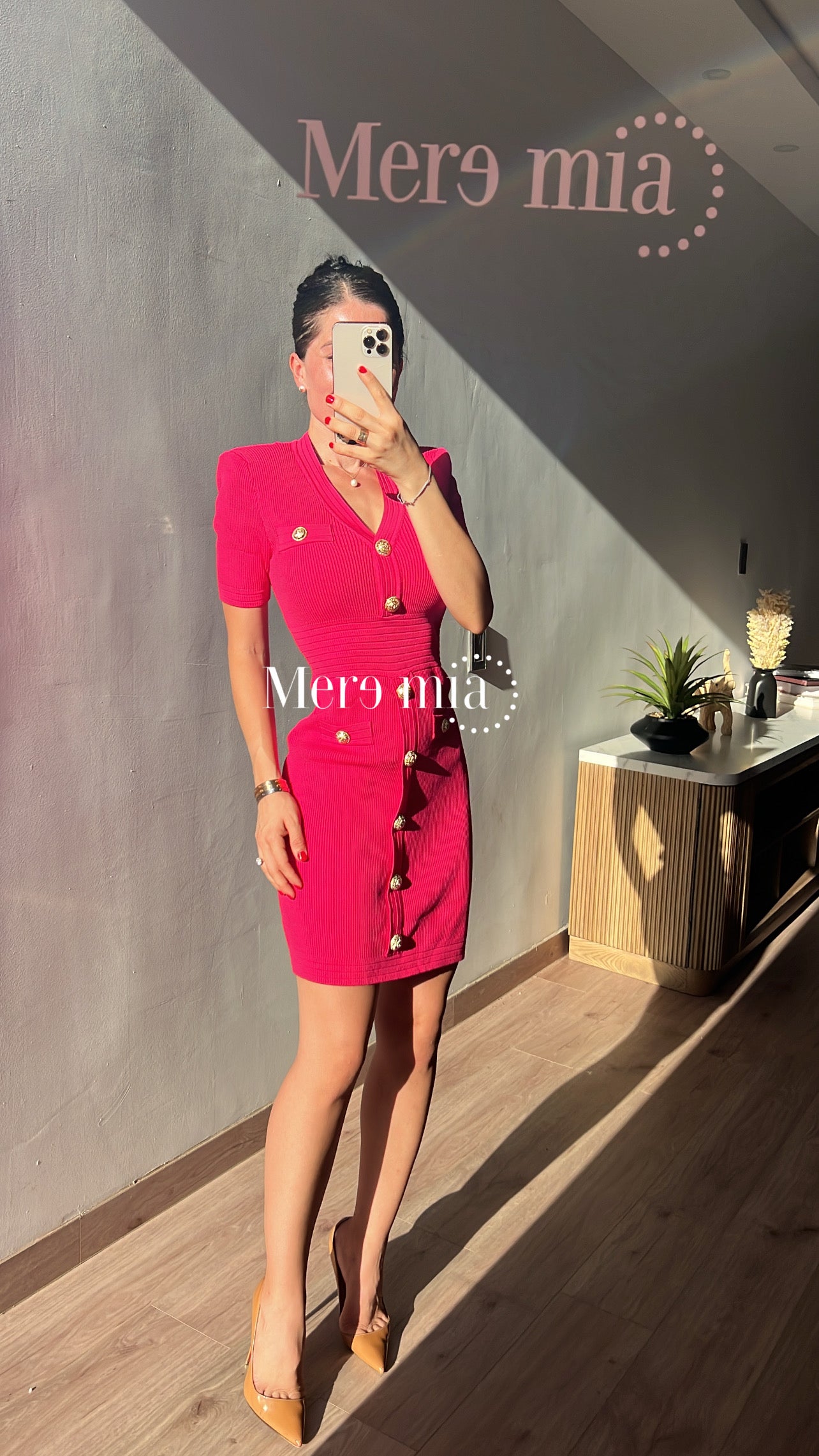 Vestido rosa botones V
