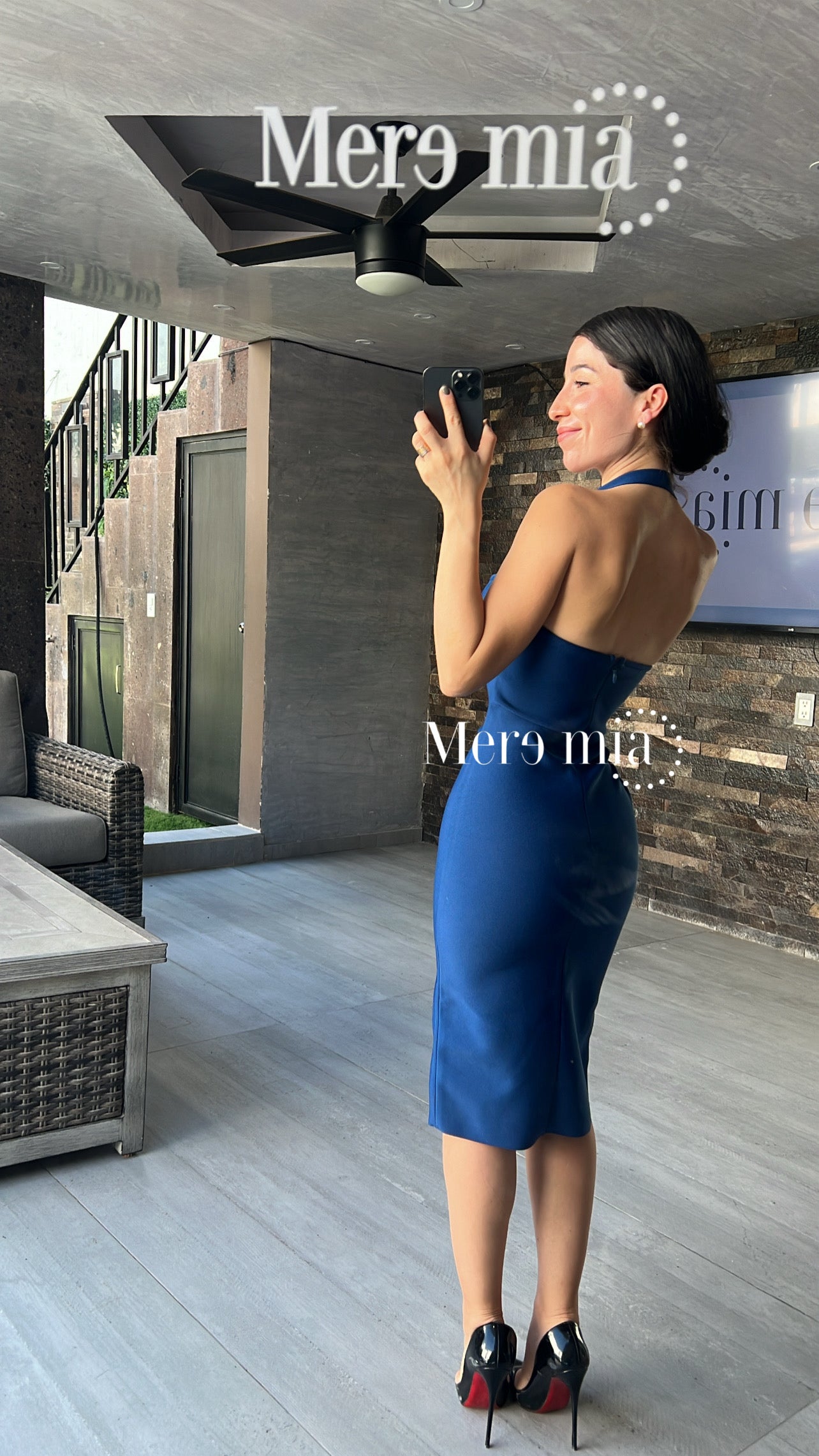 Vestido azul marino halter
