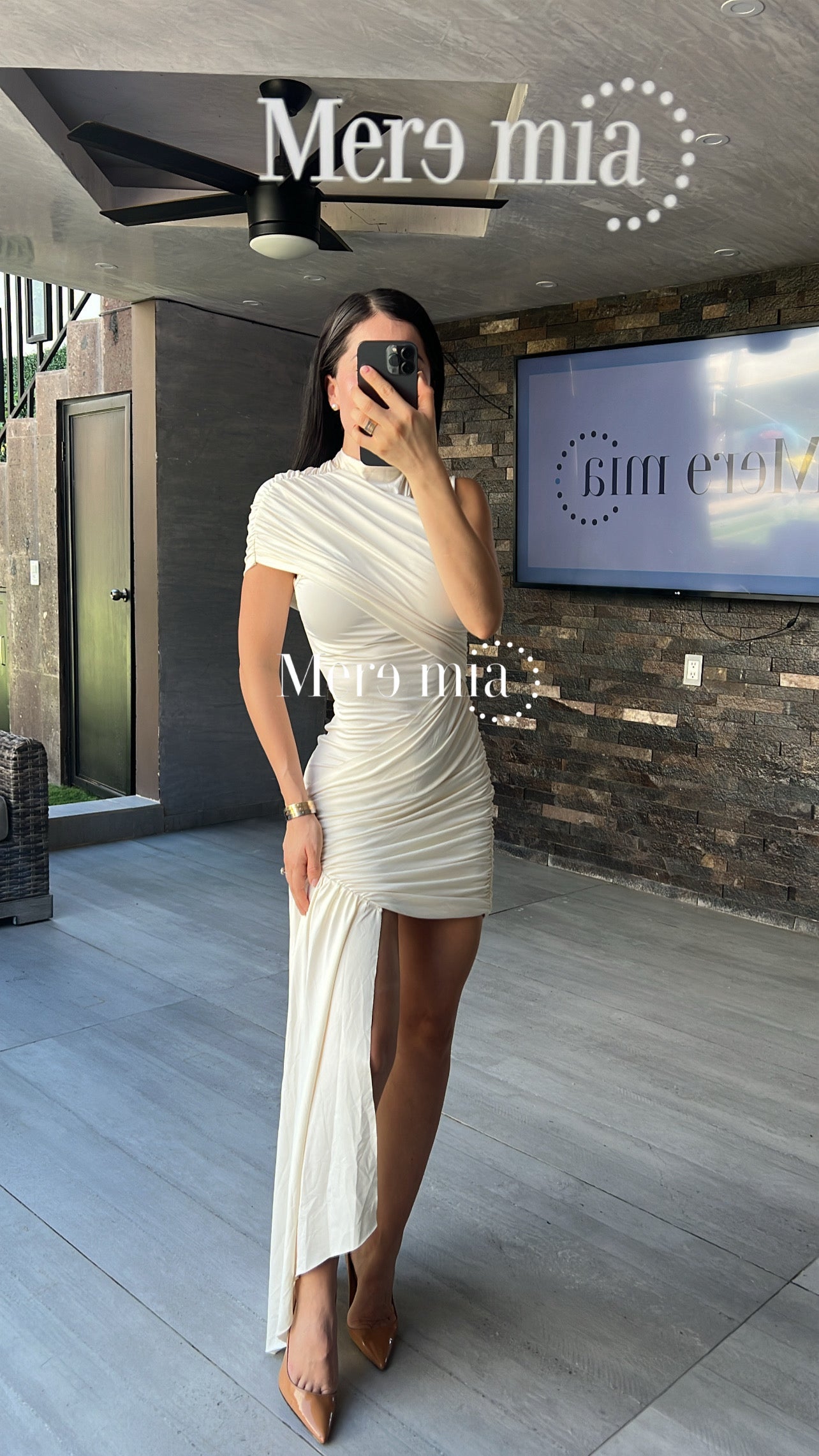 Vestido ivory cruzado