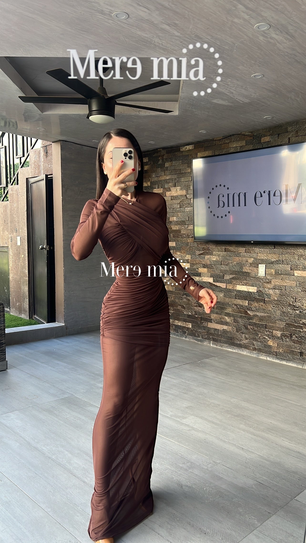 Vestido café malla