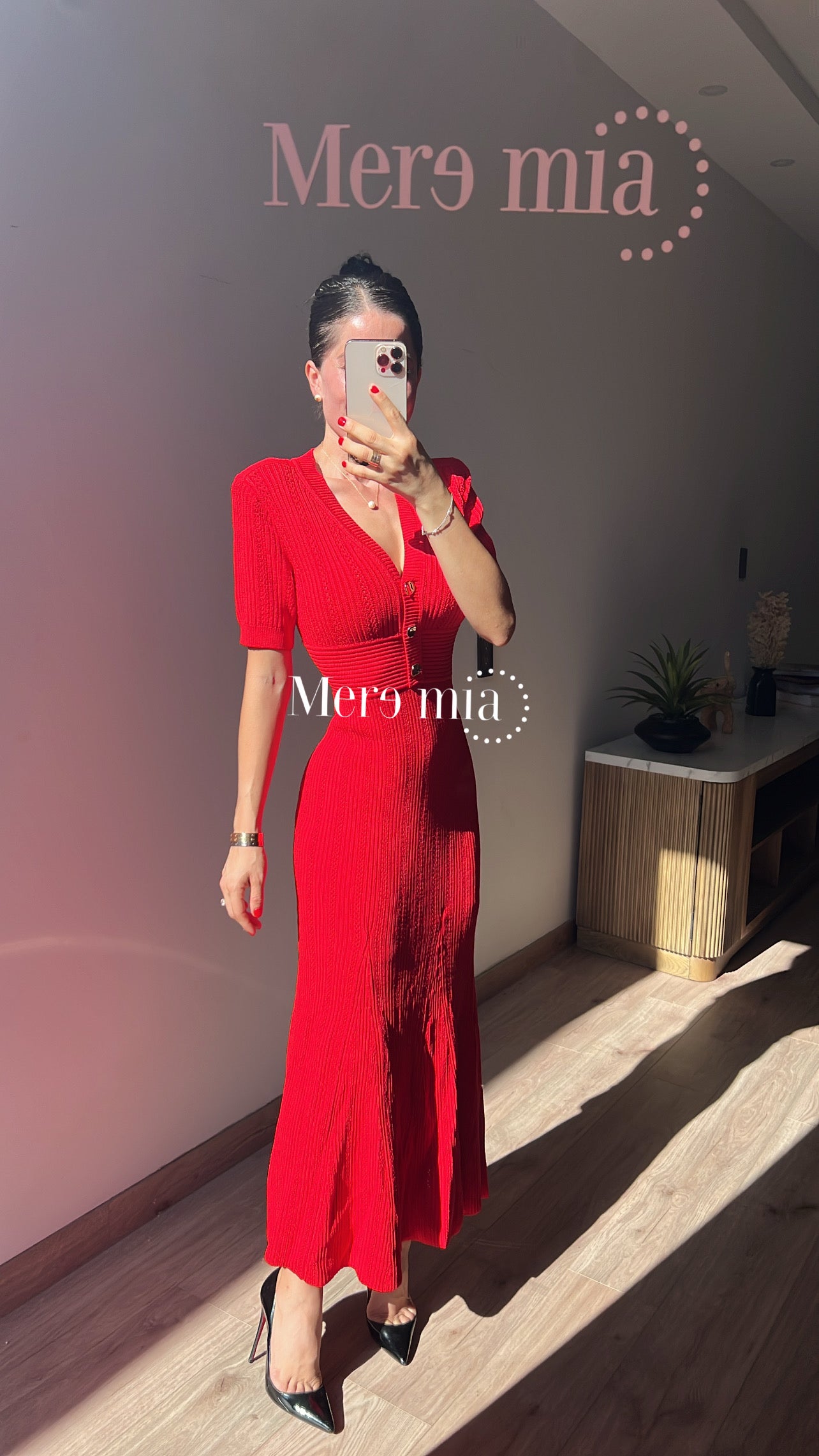 Vestido rojo rayado mc