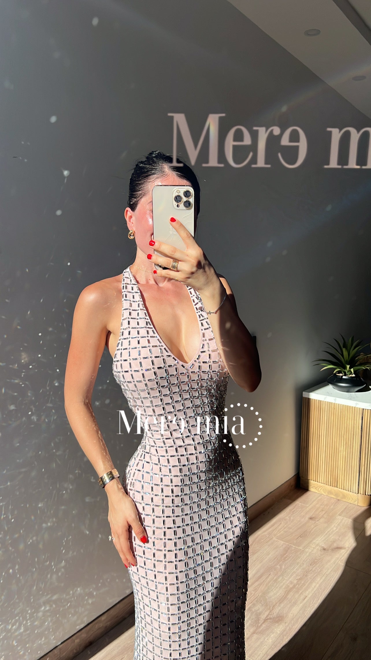 Vestido rosa halter cuad