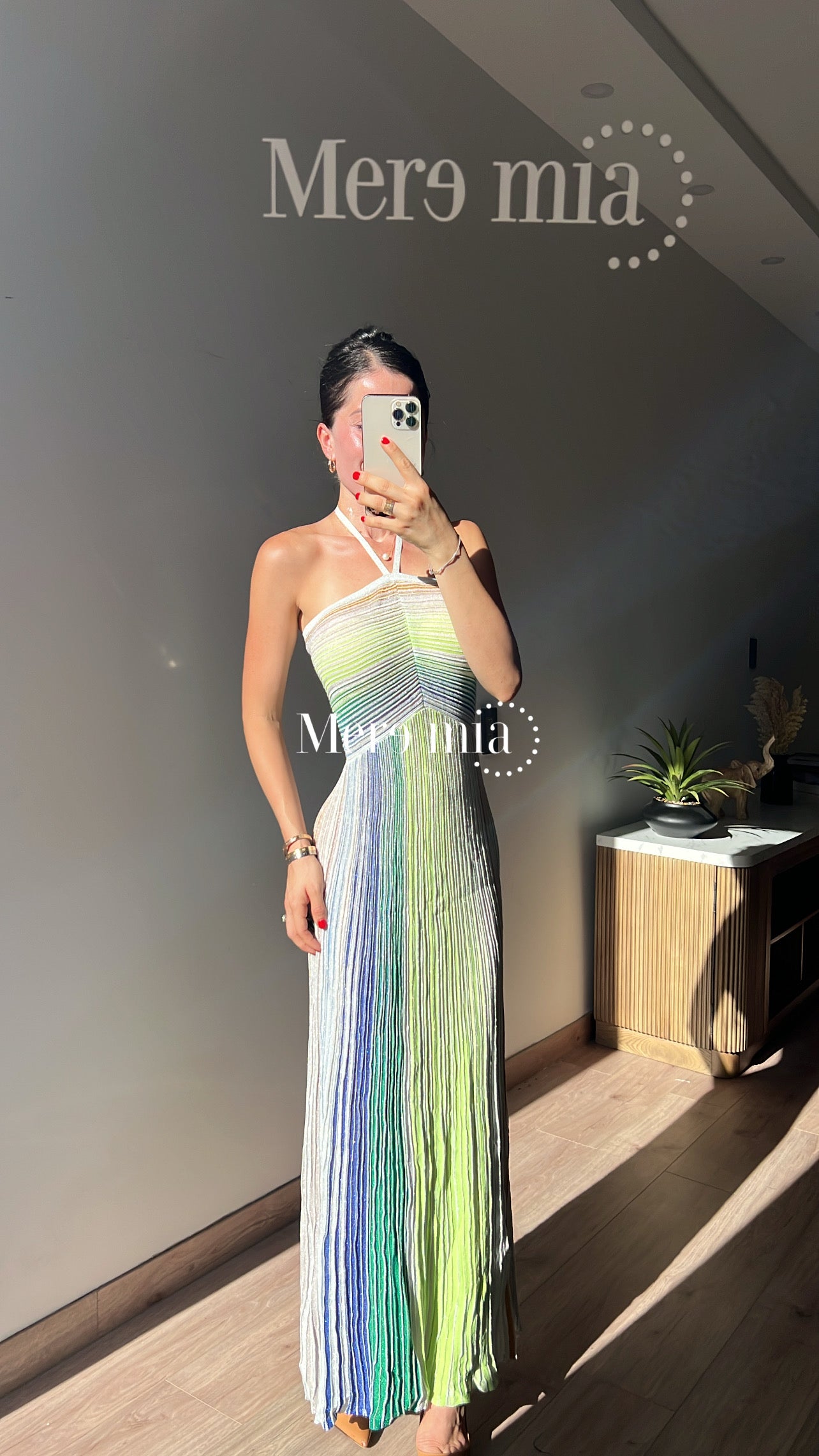 Vestido colores verde rayado