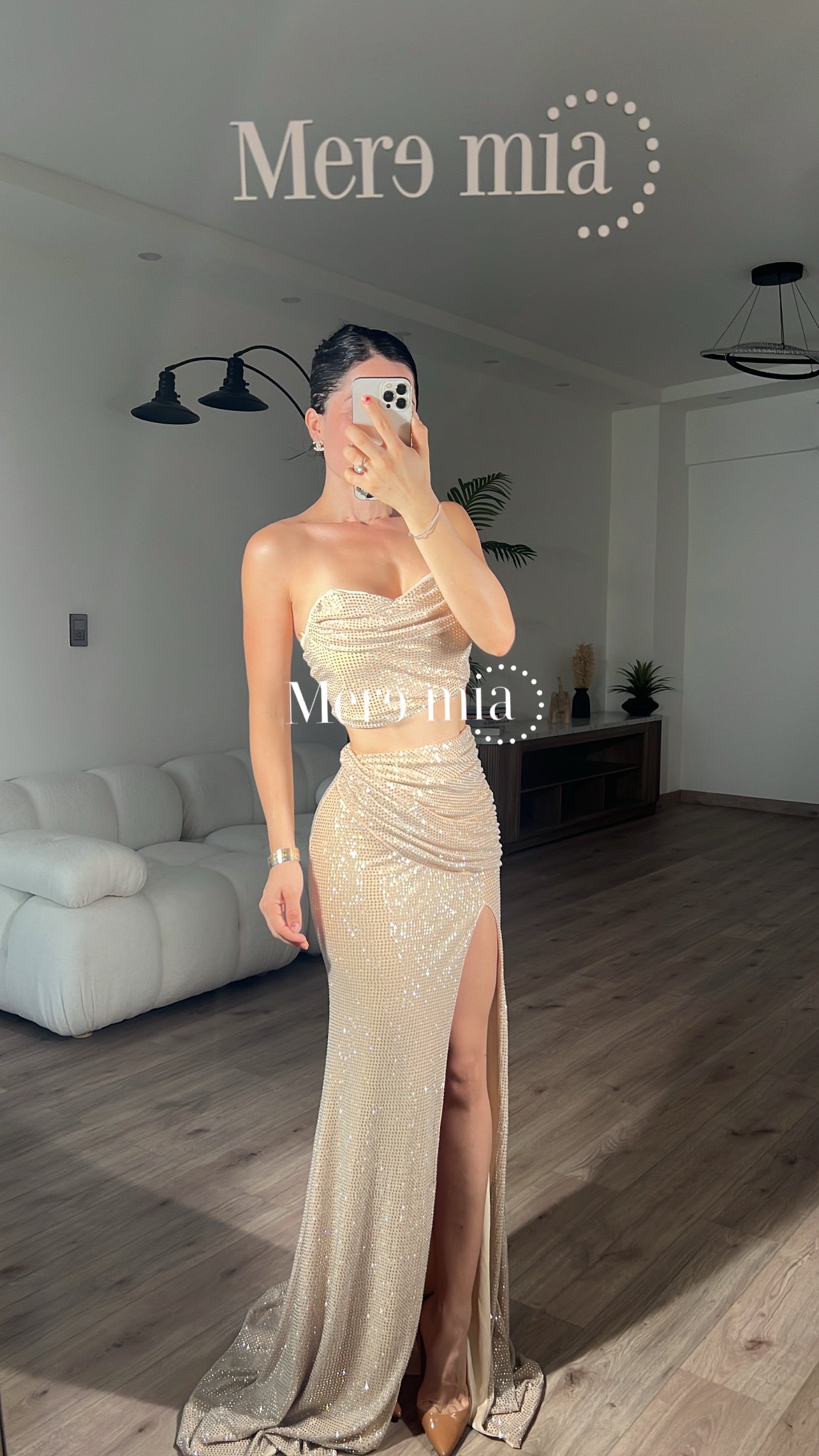Conjunto beige puntos