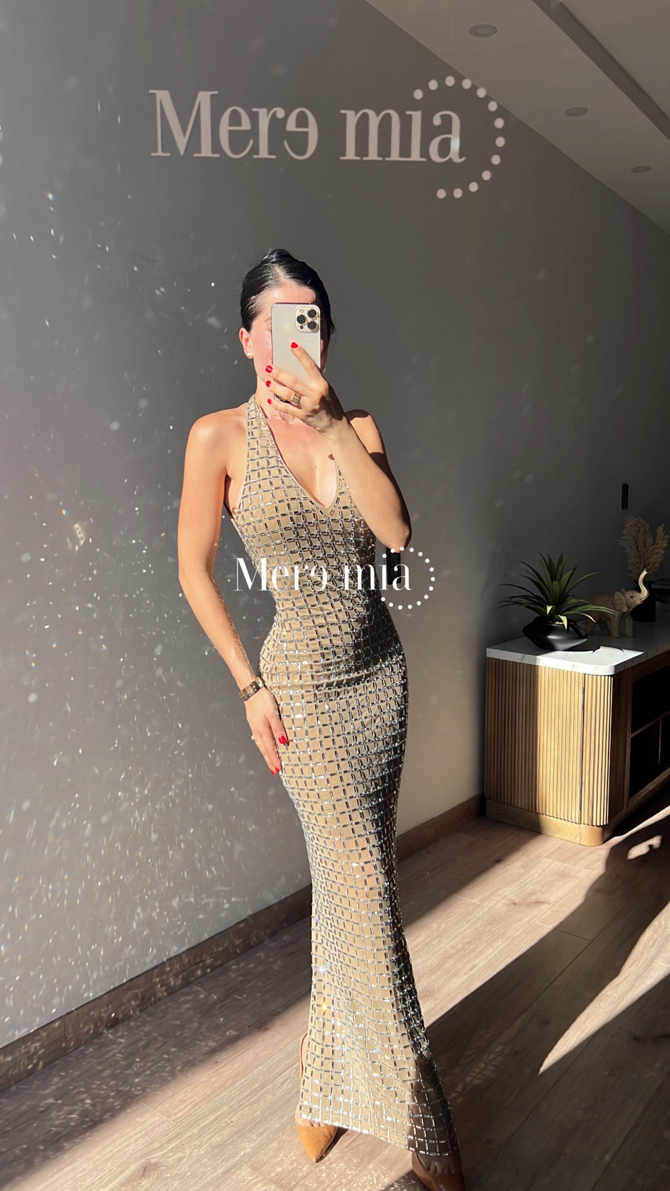 Vestido moka halter plata