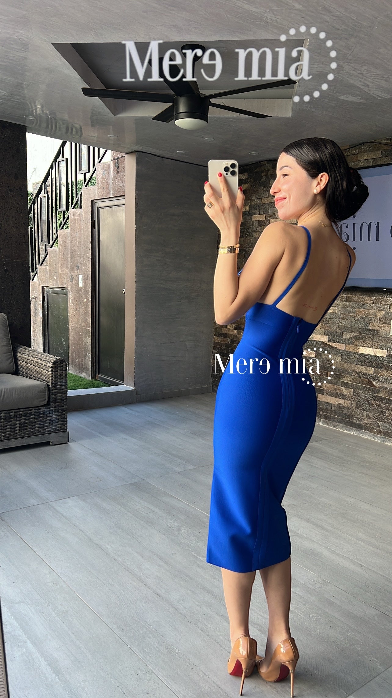 Vestido azul midi liso