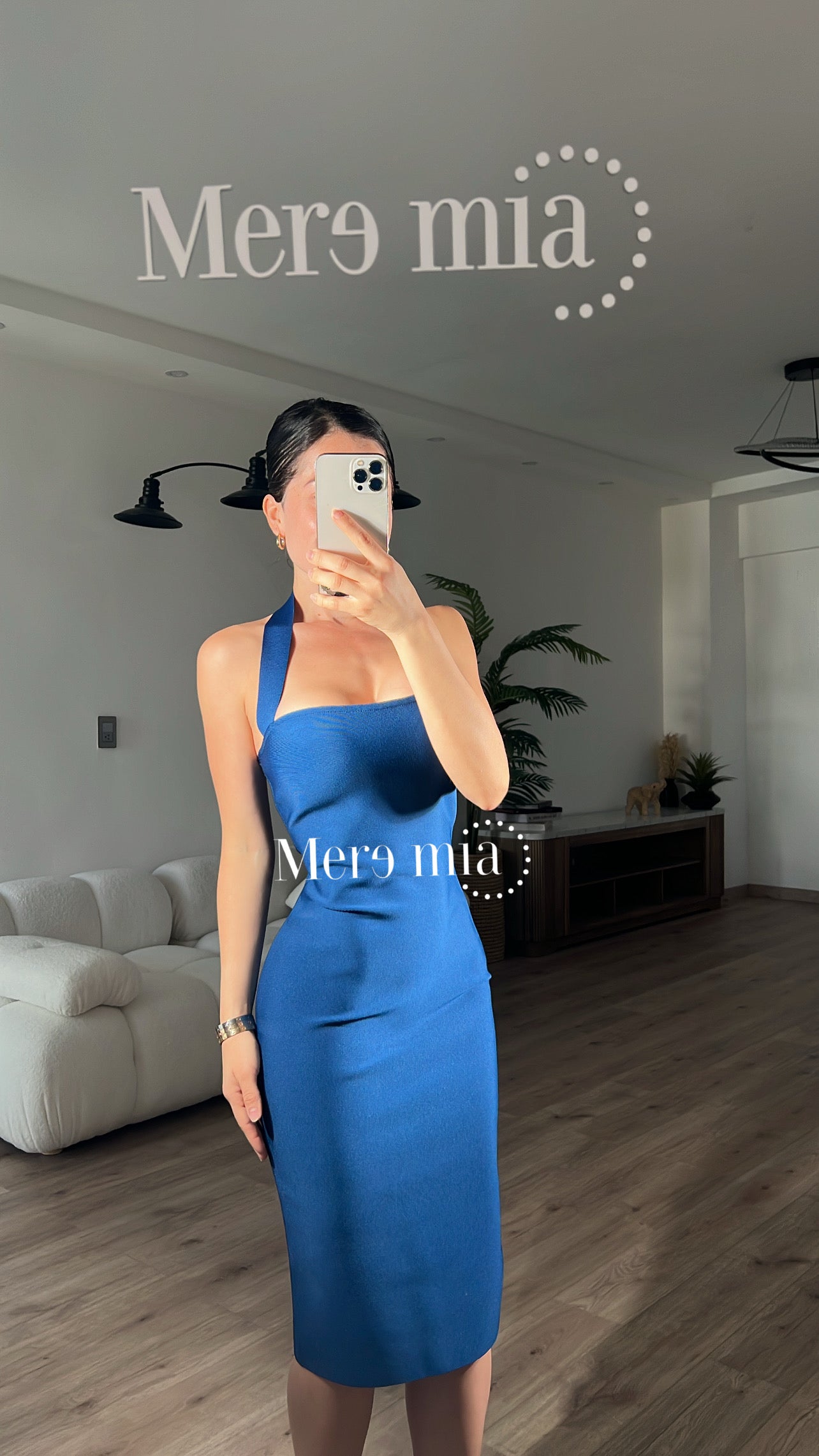 Vestido azul marino halter