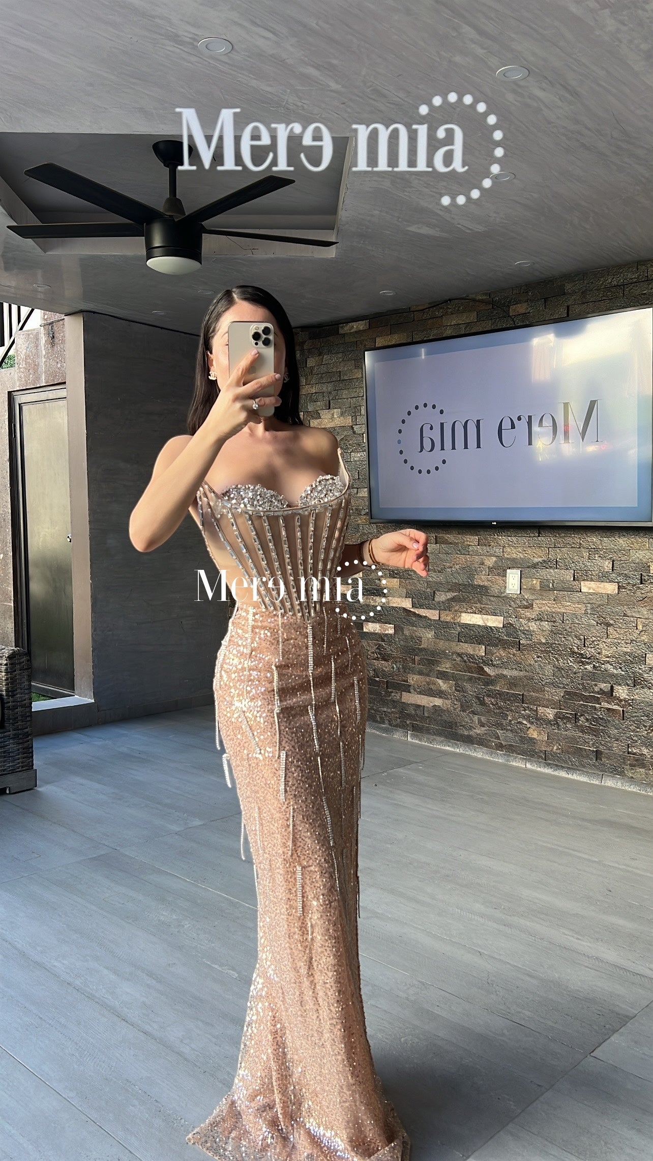 Vestido nude apl plata