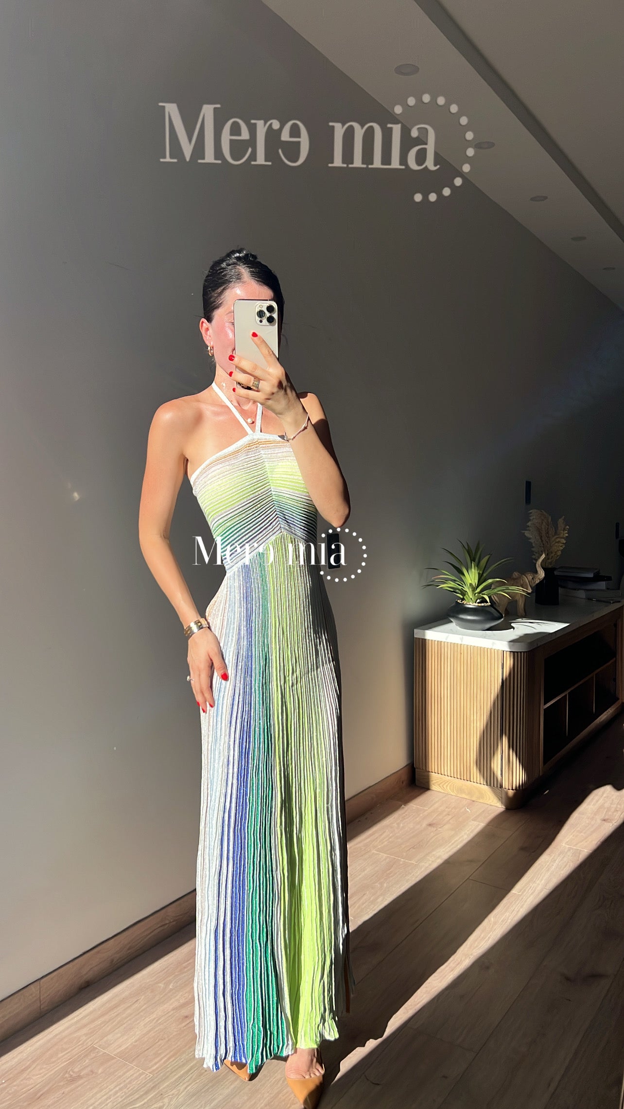Vestido colores verde rayado