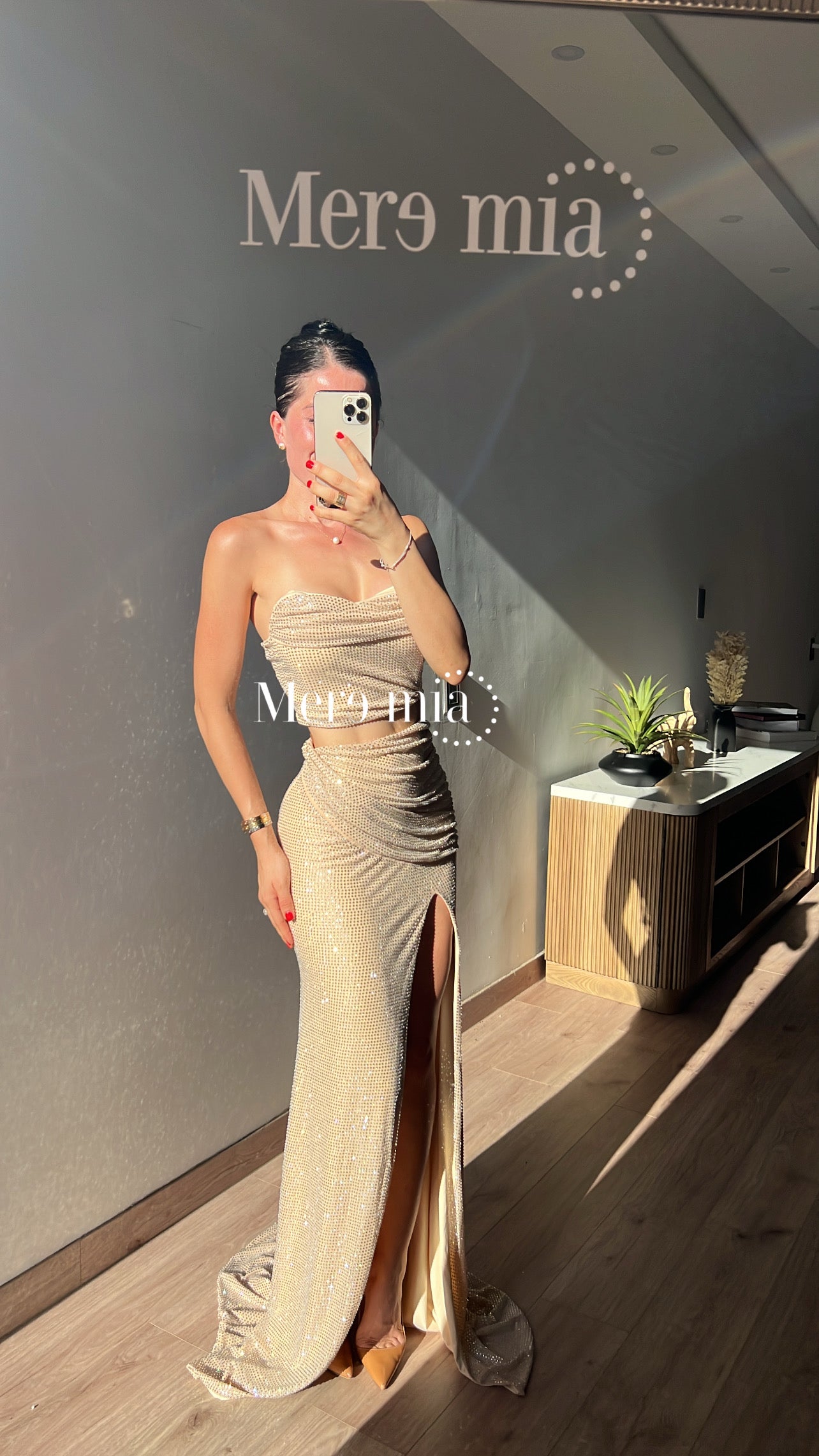 Conjunto beige puntos