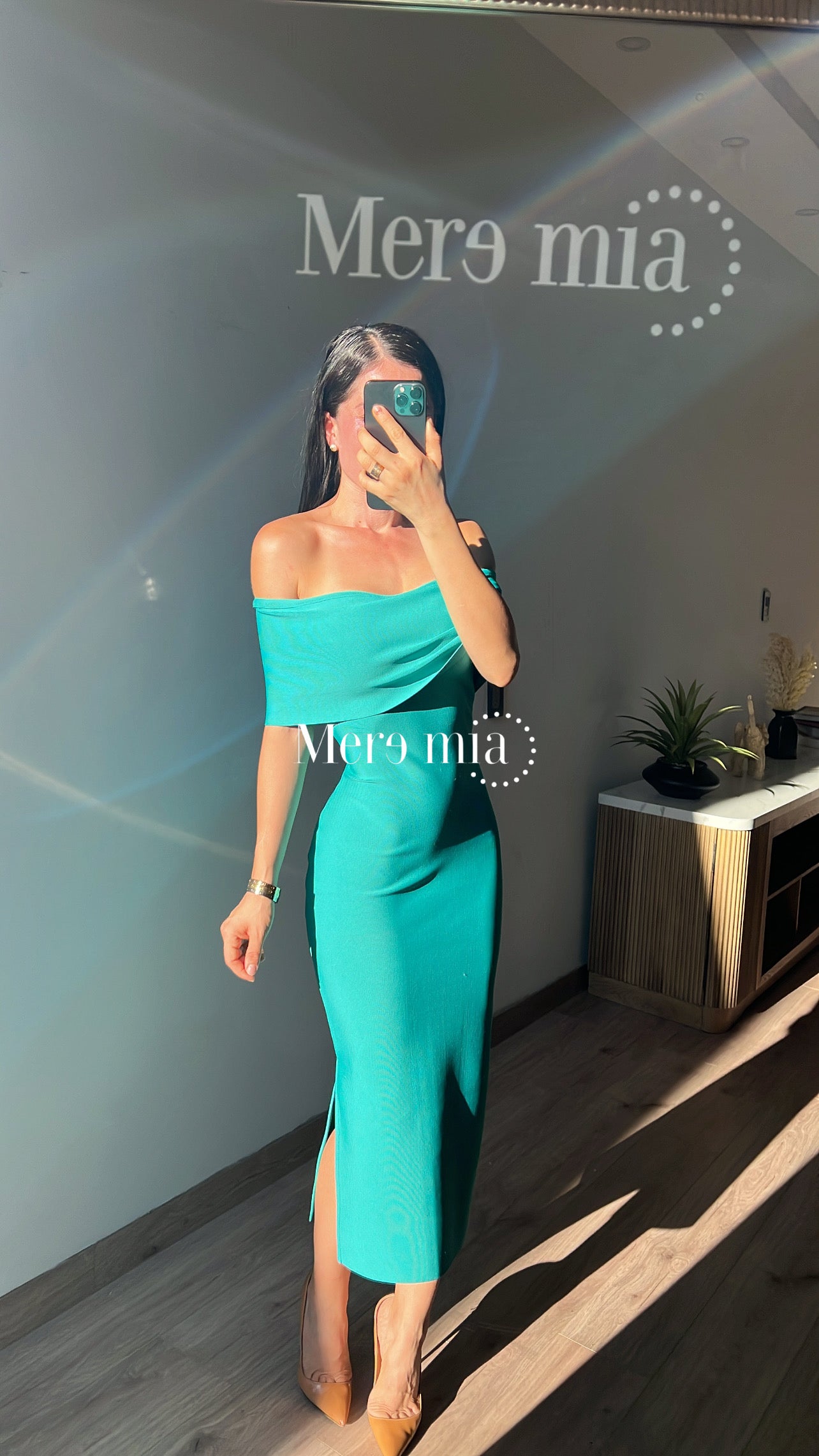 Vestido turq hombros olan