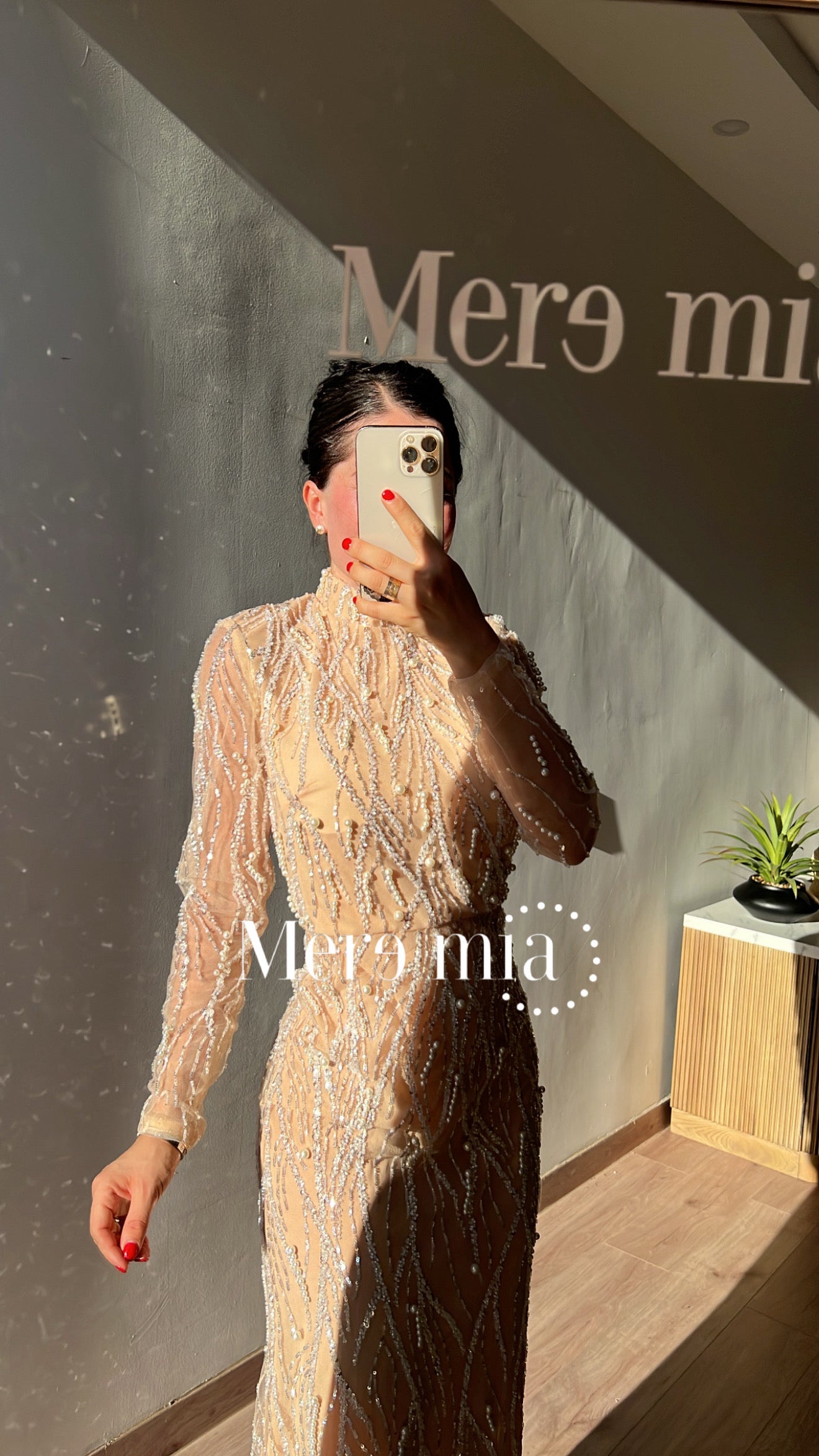 Vestido nude perlas ml