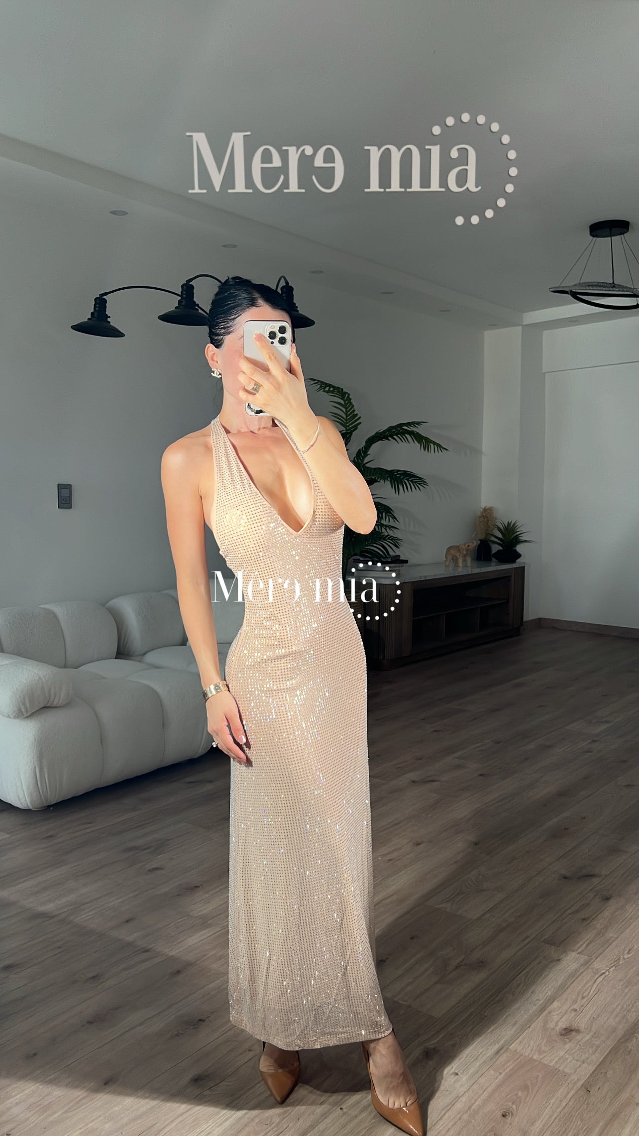Vestido beige espalda
