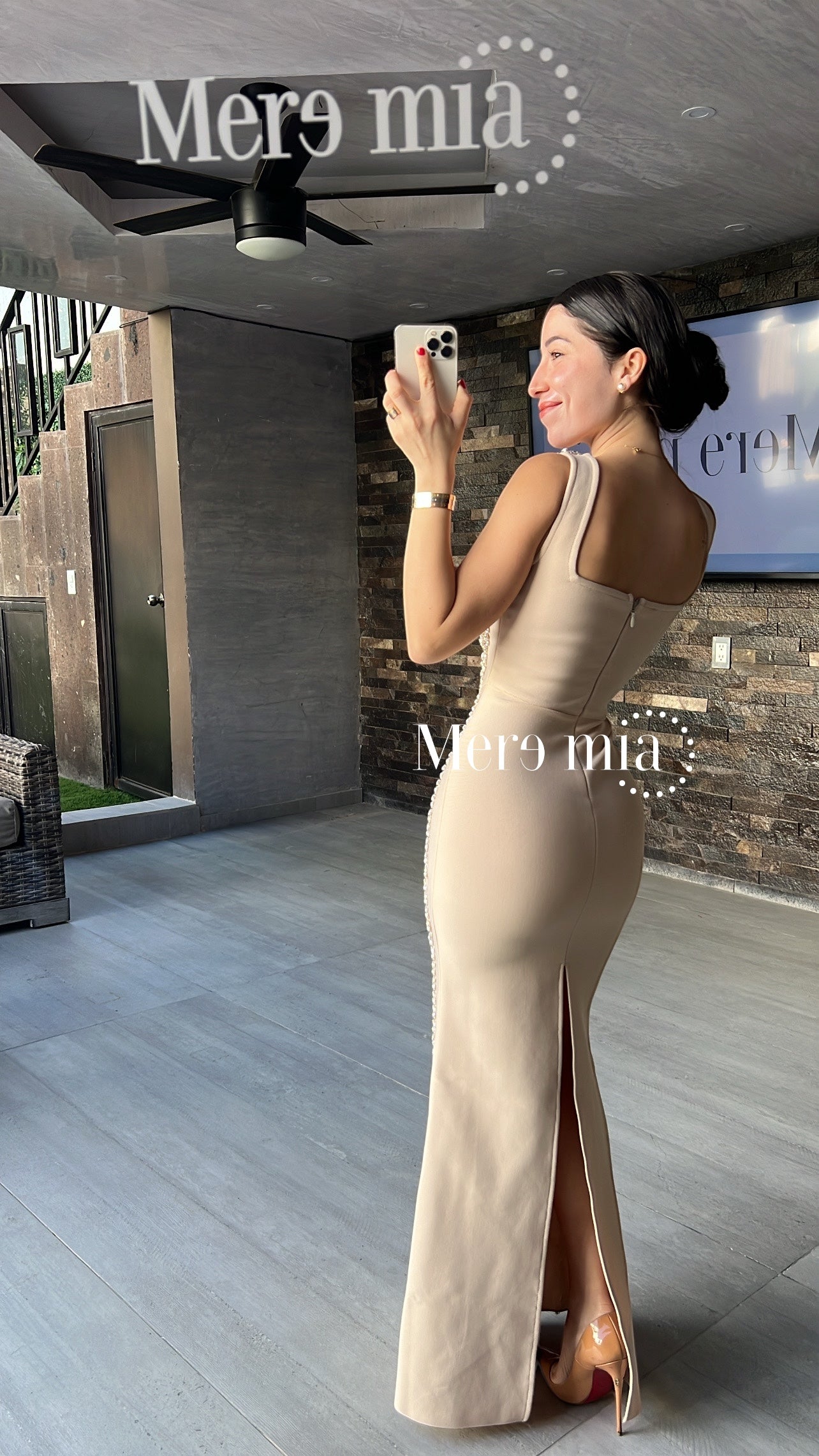 Vestido beige apl plata