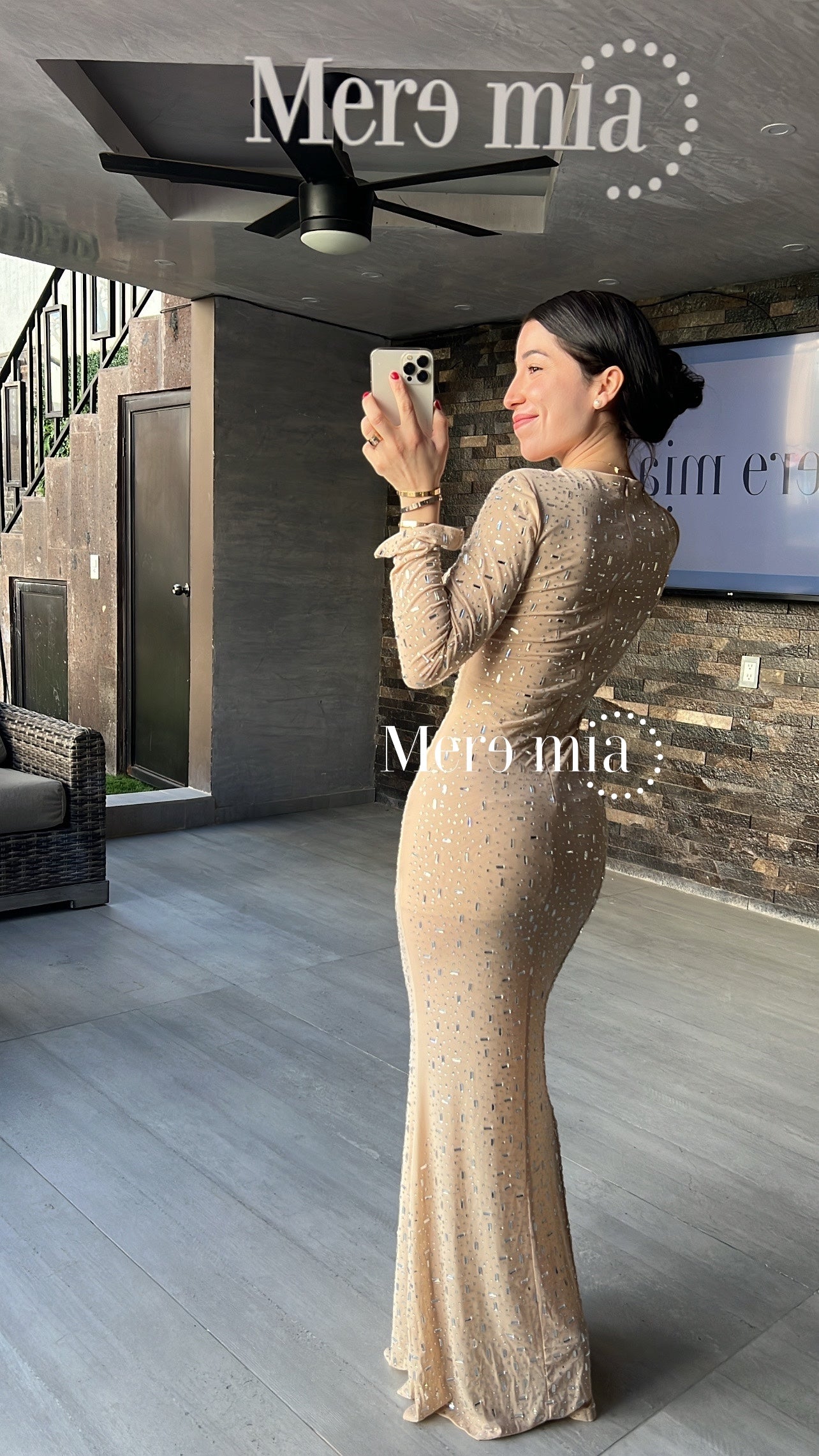 Vestido nude plata ml