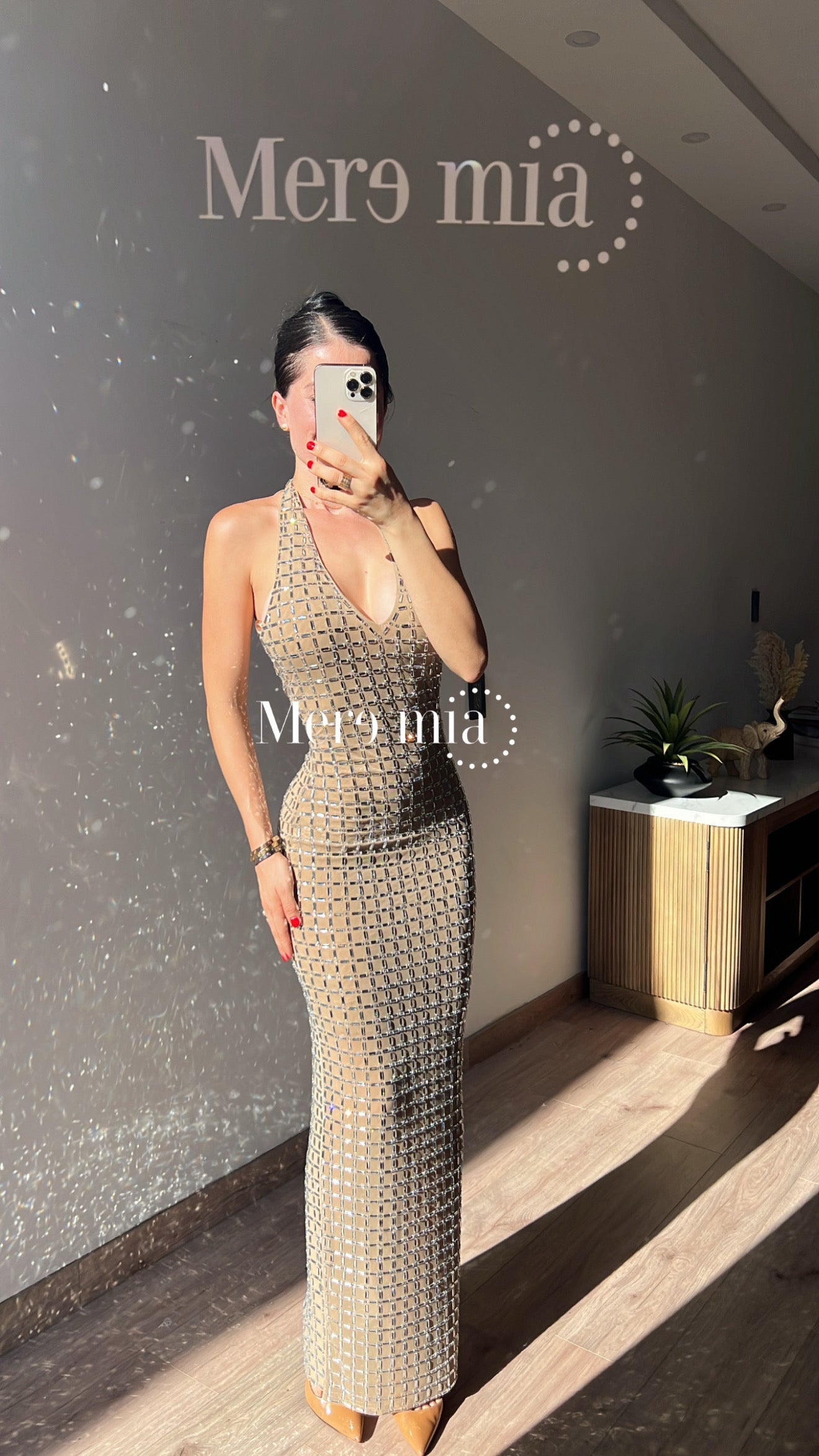Vestido moka halter plata