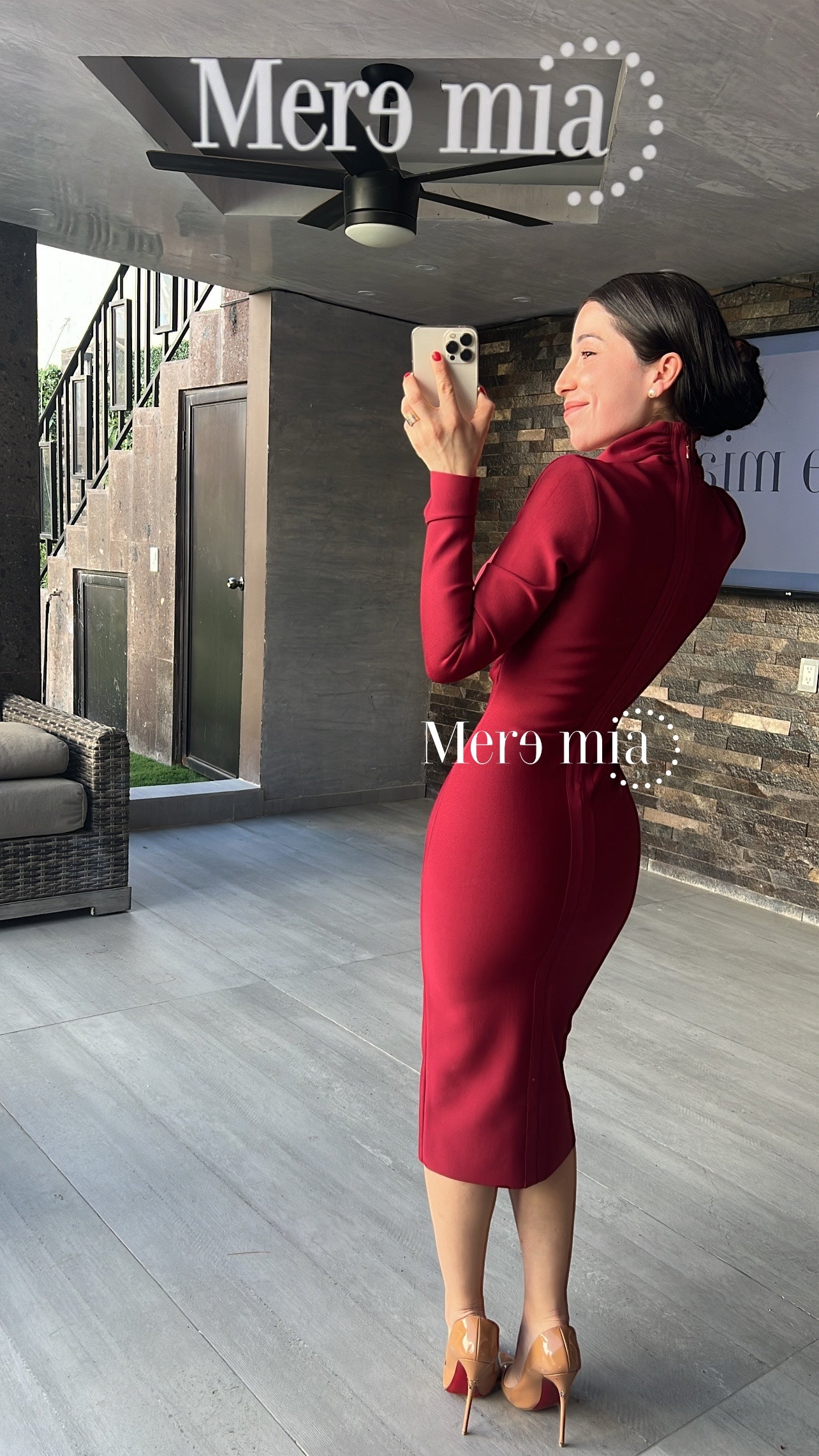 Vestido tinto manga larga
