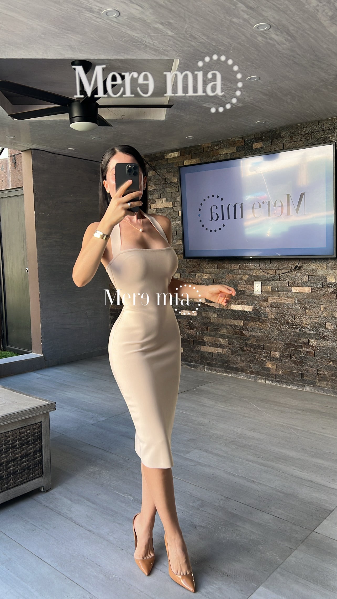 Vestido beige halter