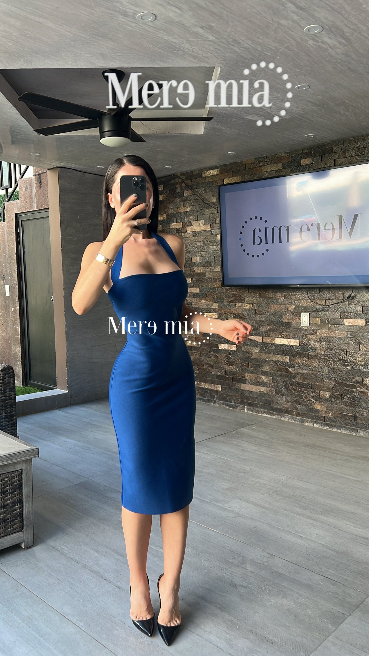 Vestido azul marino halter