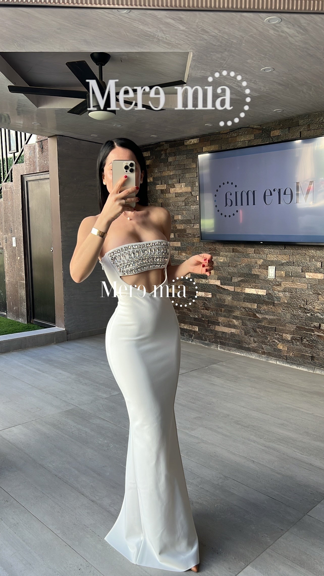Vestido blanco plata v