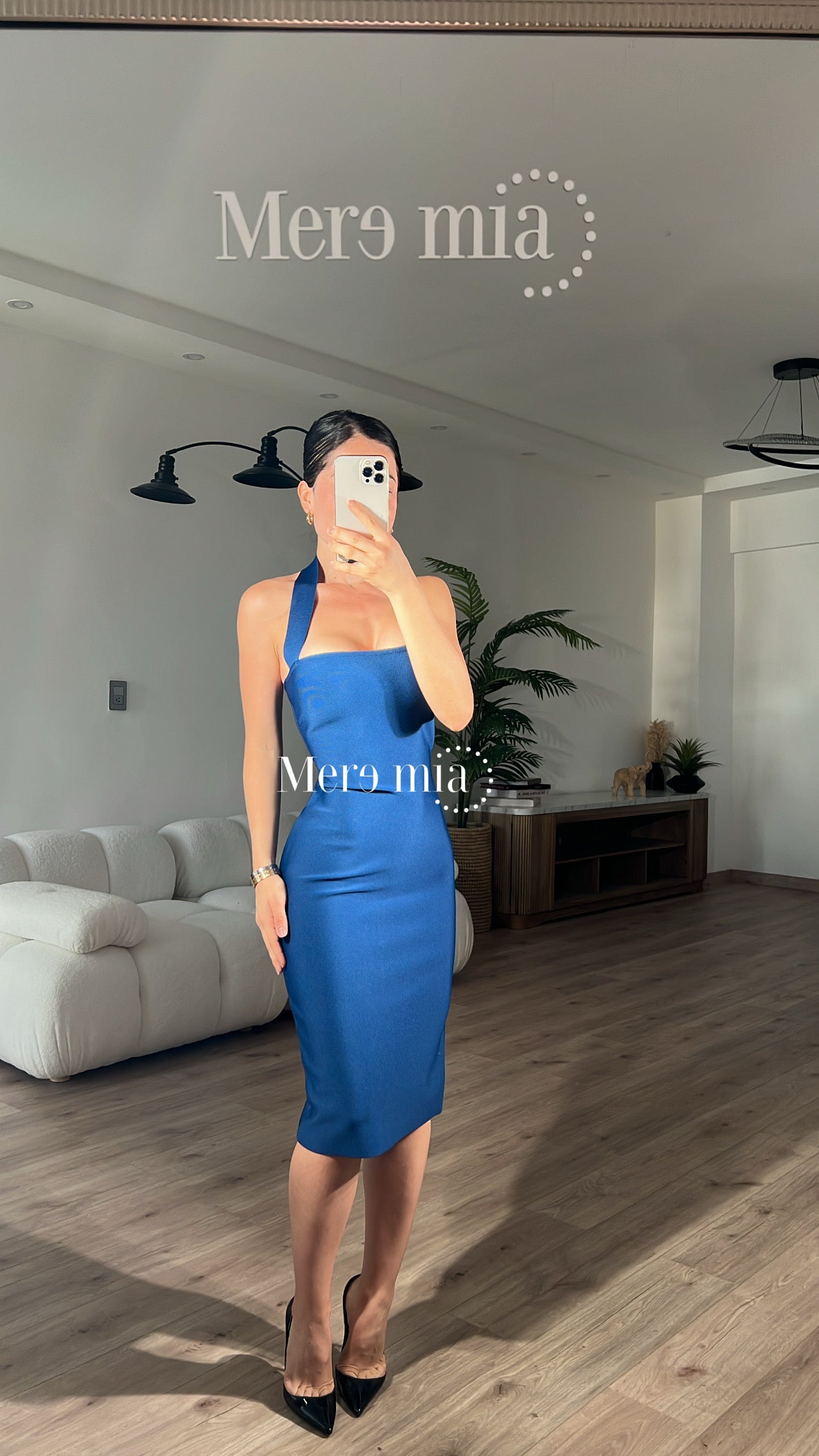Vestido azul marino halter