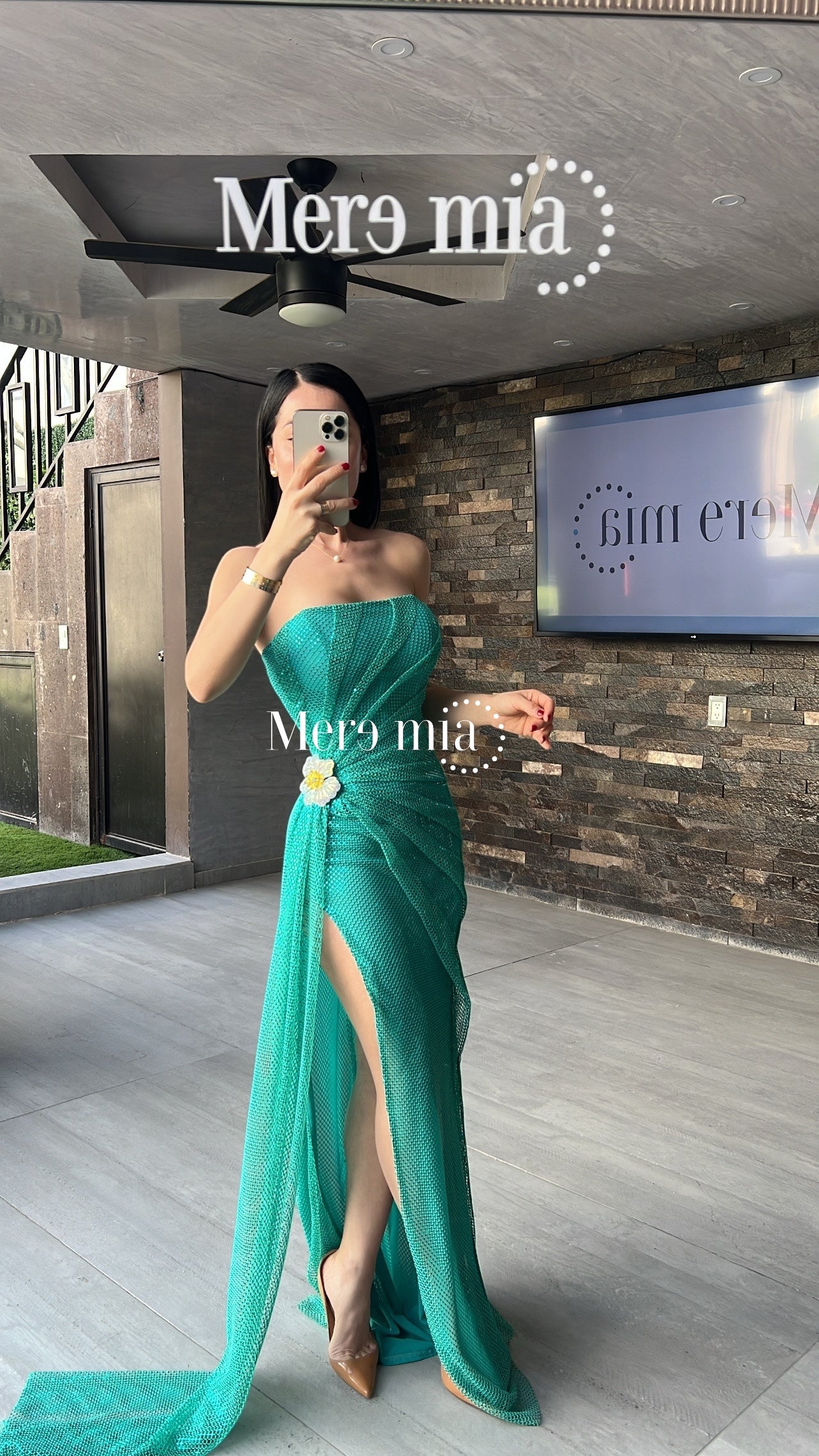 Vestido puntos aqua
