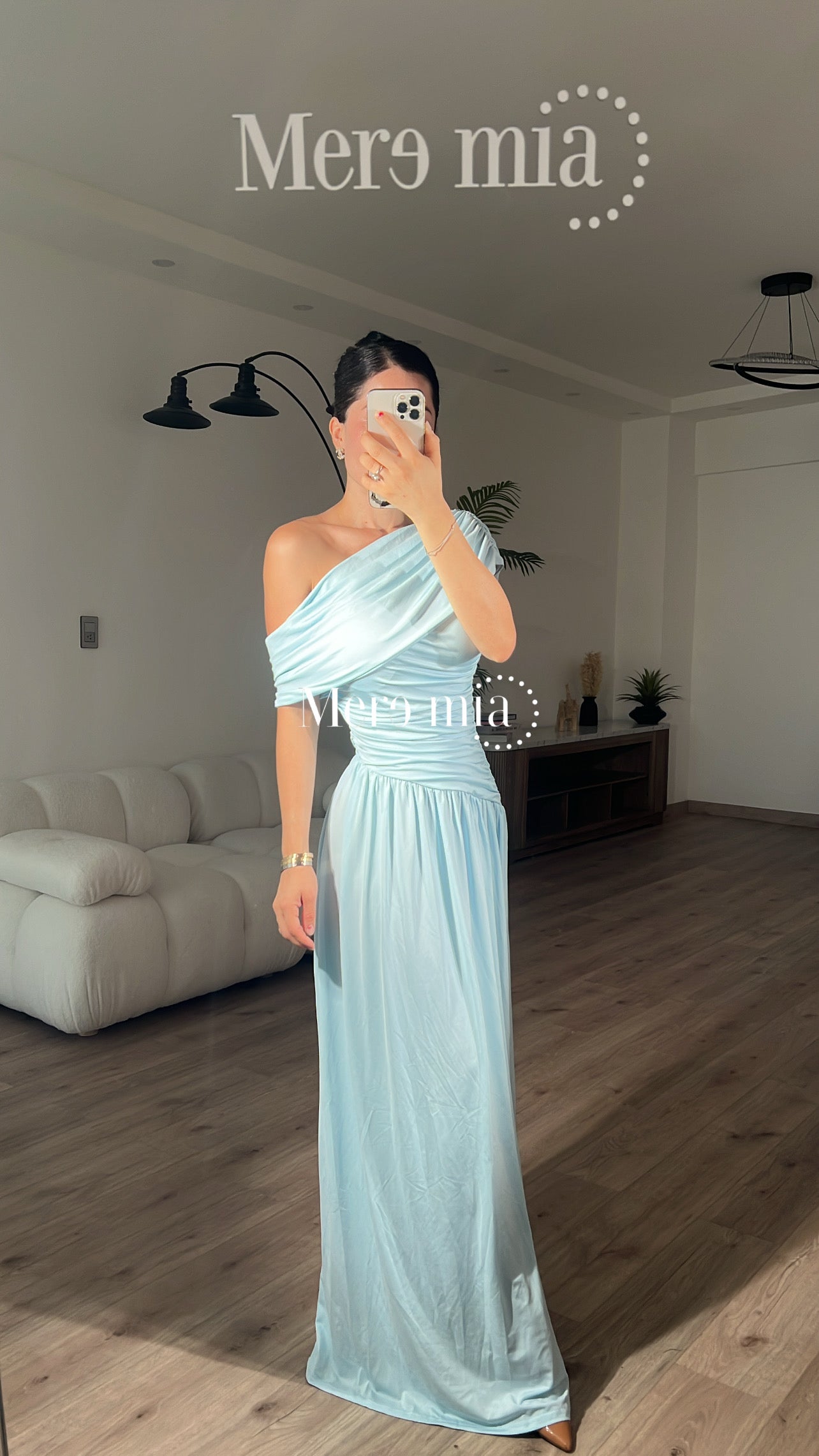 Vestido aqua plisado