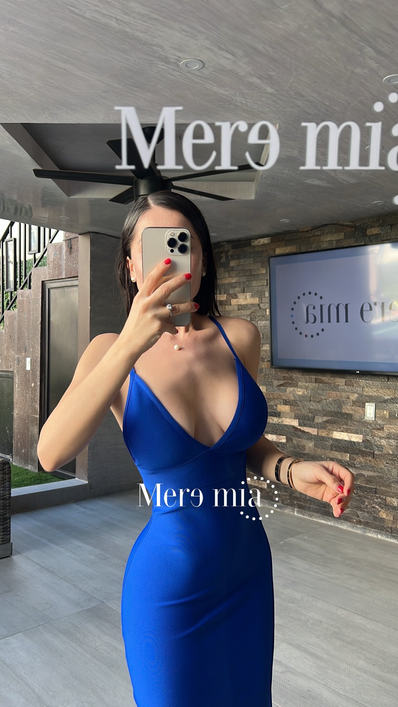 Vestido azul midi liso